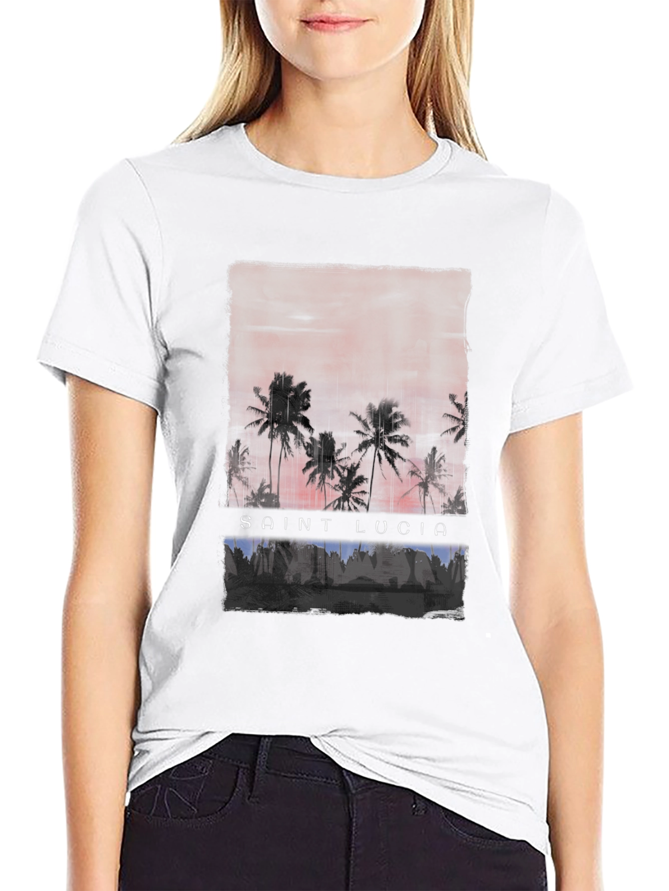 Saint Lucia Palm Tree Graphic T-Shirt