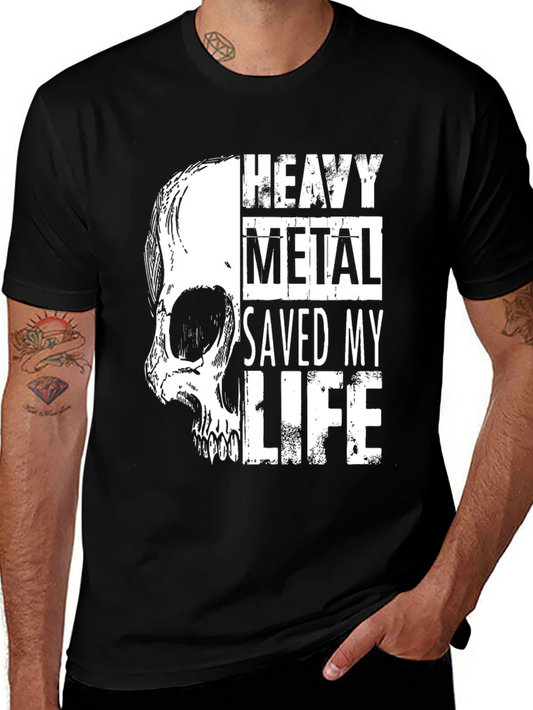 Heavy Metal Saved My Life Skull Graphic Tee