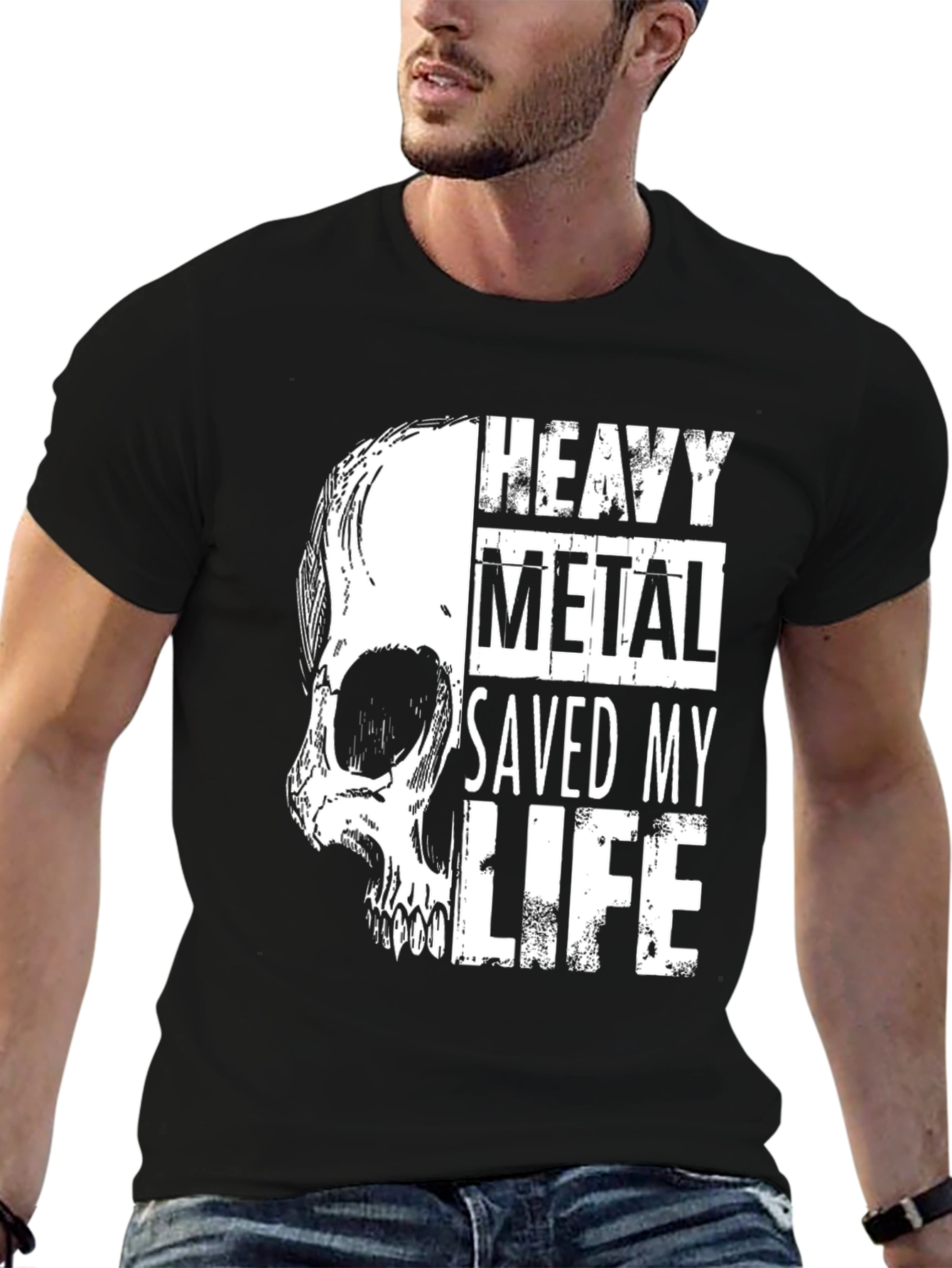 Heavy Metal Saved My Life Skull Graphic Tee