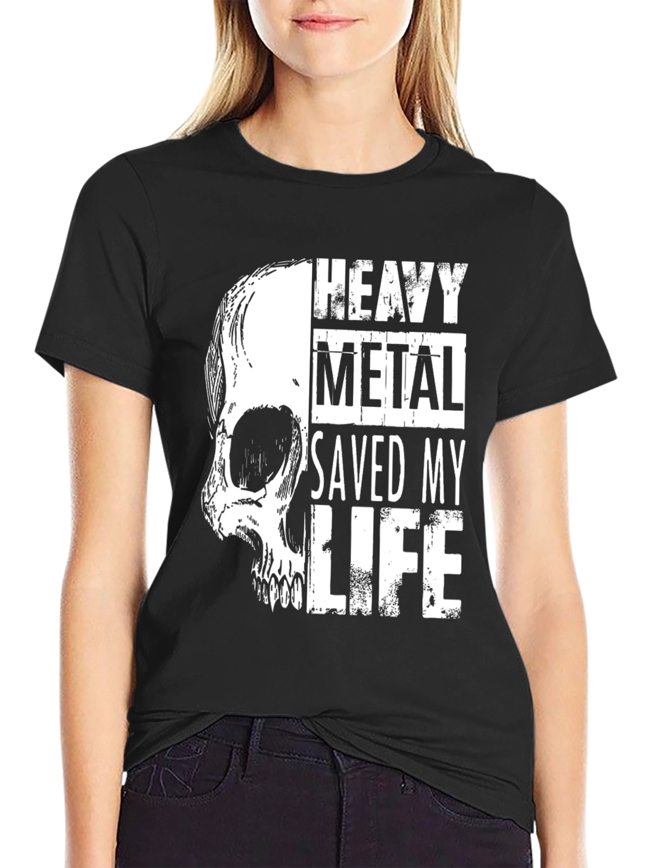 Heavy Metal Saved My Life Skull Graphic Tee