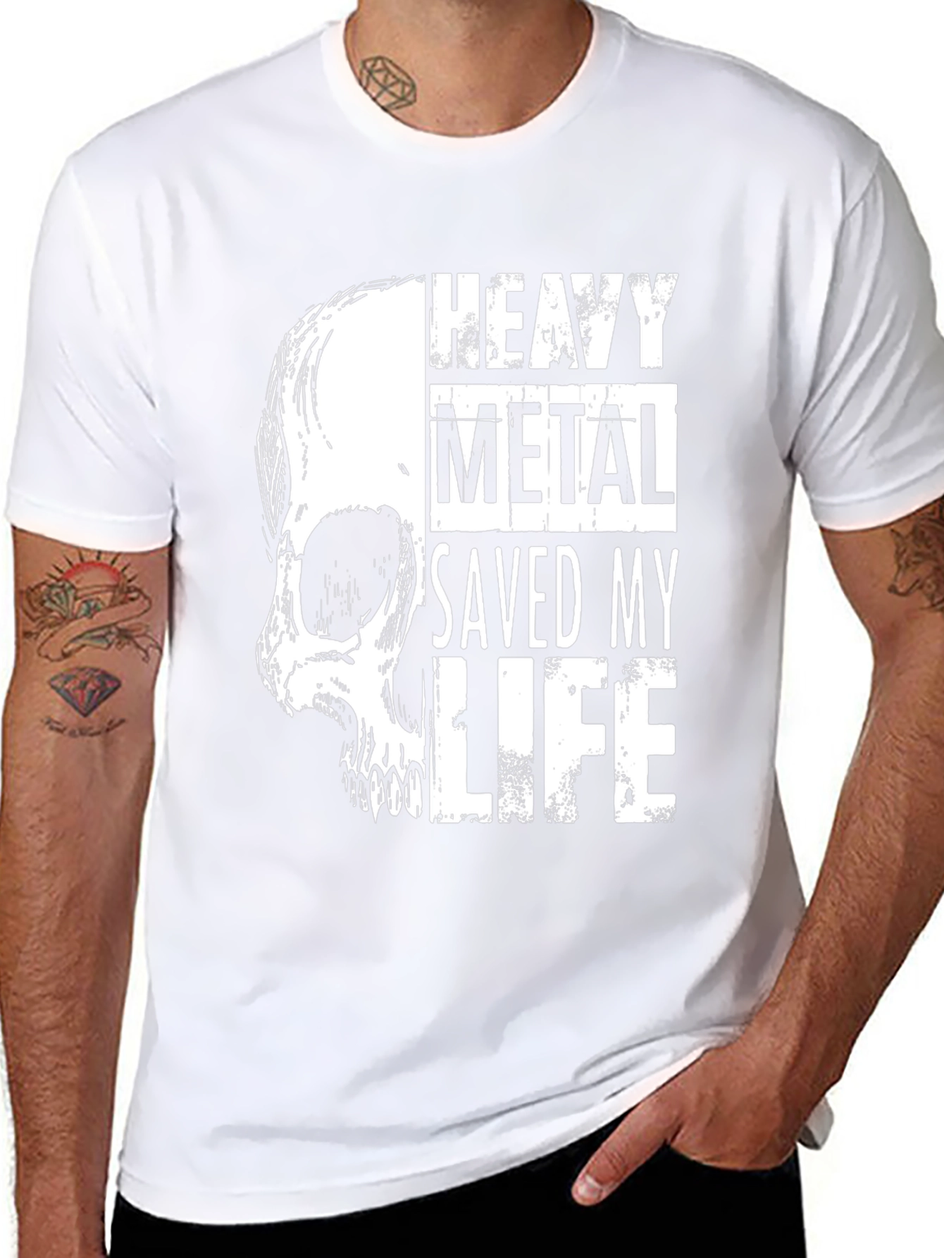 Heavy Metal Saved My Life Skull Graphic Tee