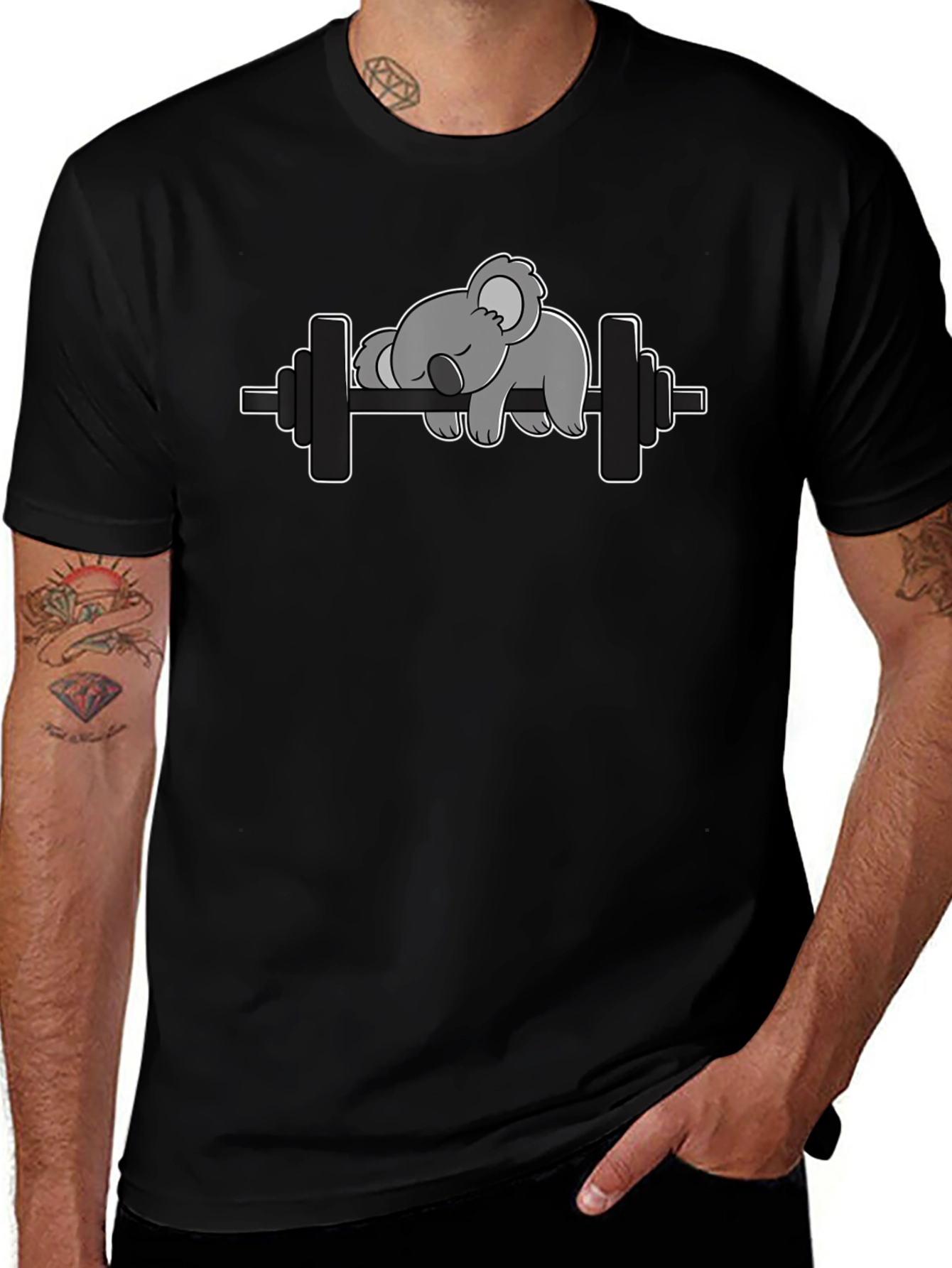 Lazy Koala Barbell T-Shirt - Funny Workout Tee