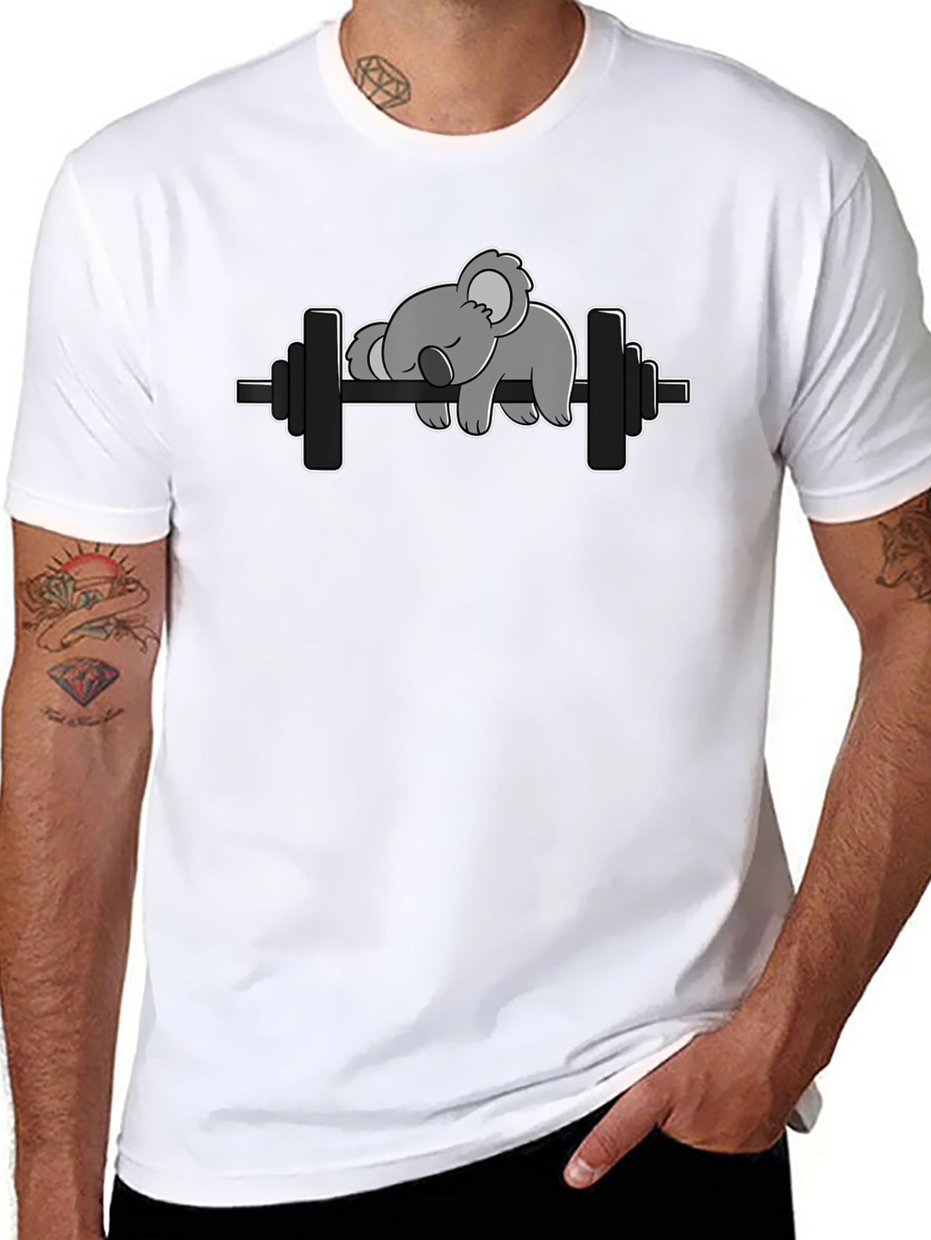 Lazy Koala Barbell T-Shirt - Funny Workout Tee