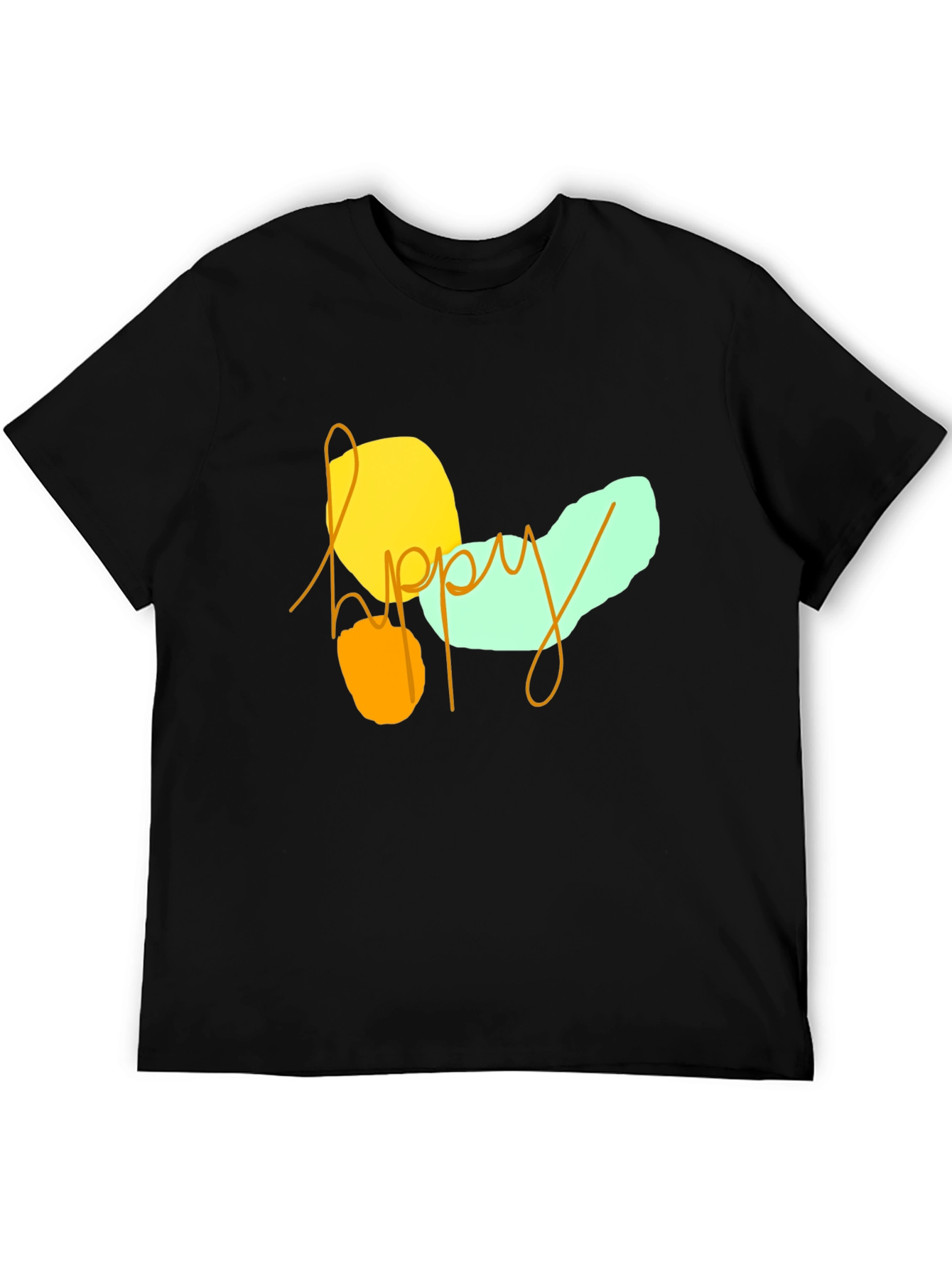 Happy Graphic Print Black T-Shirt