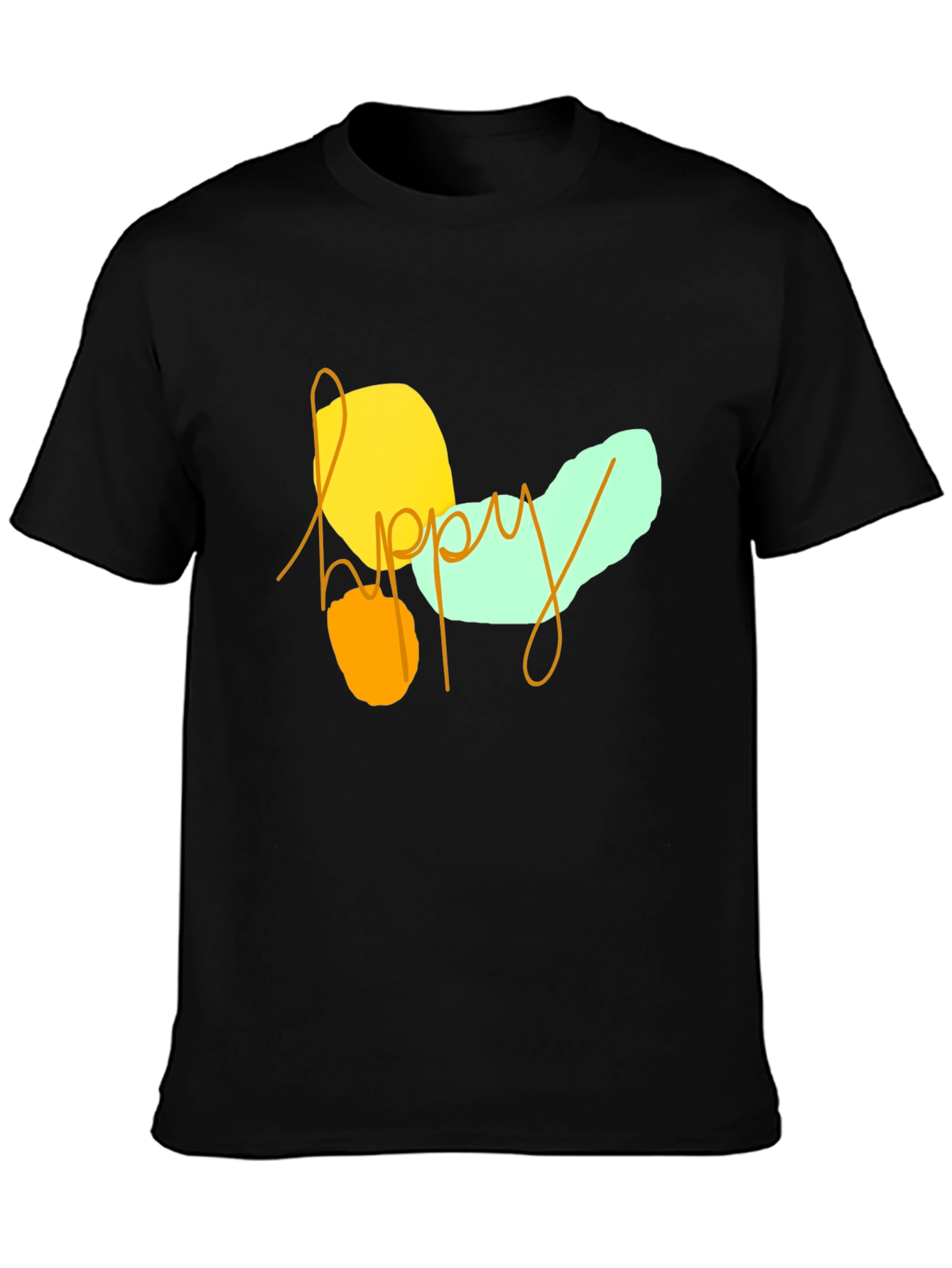 Happy Graphic Print Black T-Shirt