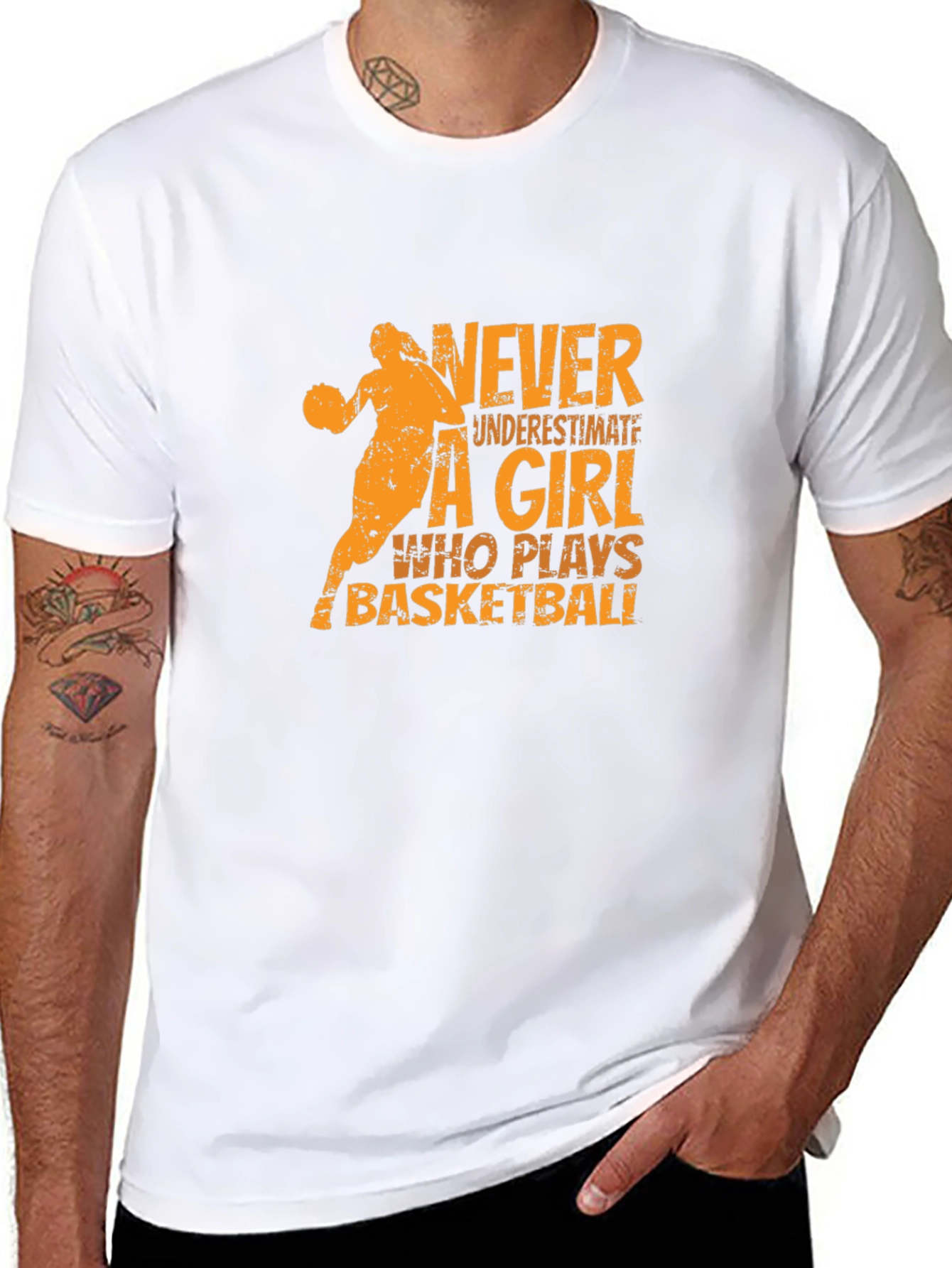 Basketball Girl Graphic T-Shirt - Black