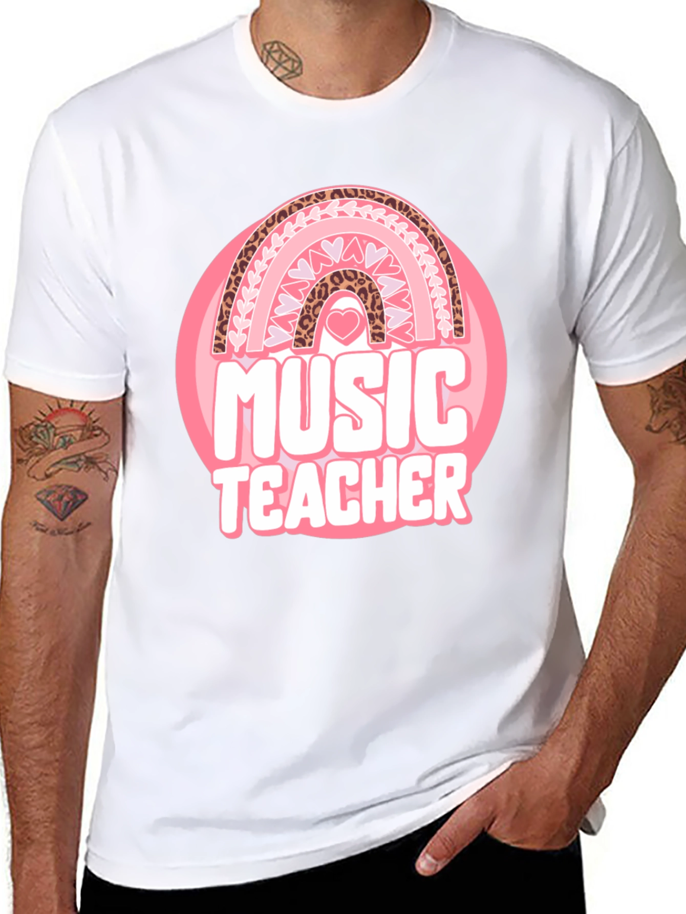Music Teacher Valentine Rainbow Graphic Tee