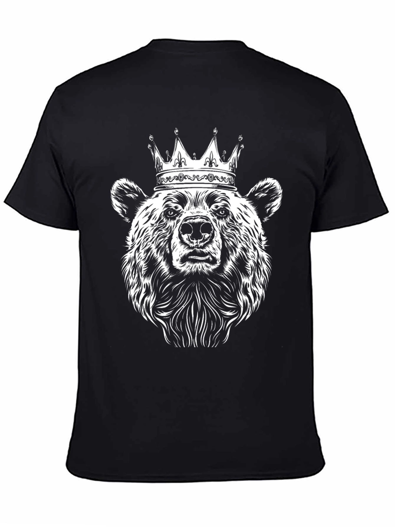 Bear King Graphic Tee - Black Cotton T-Shirt