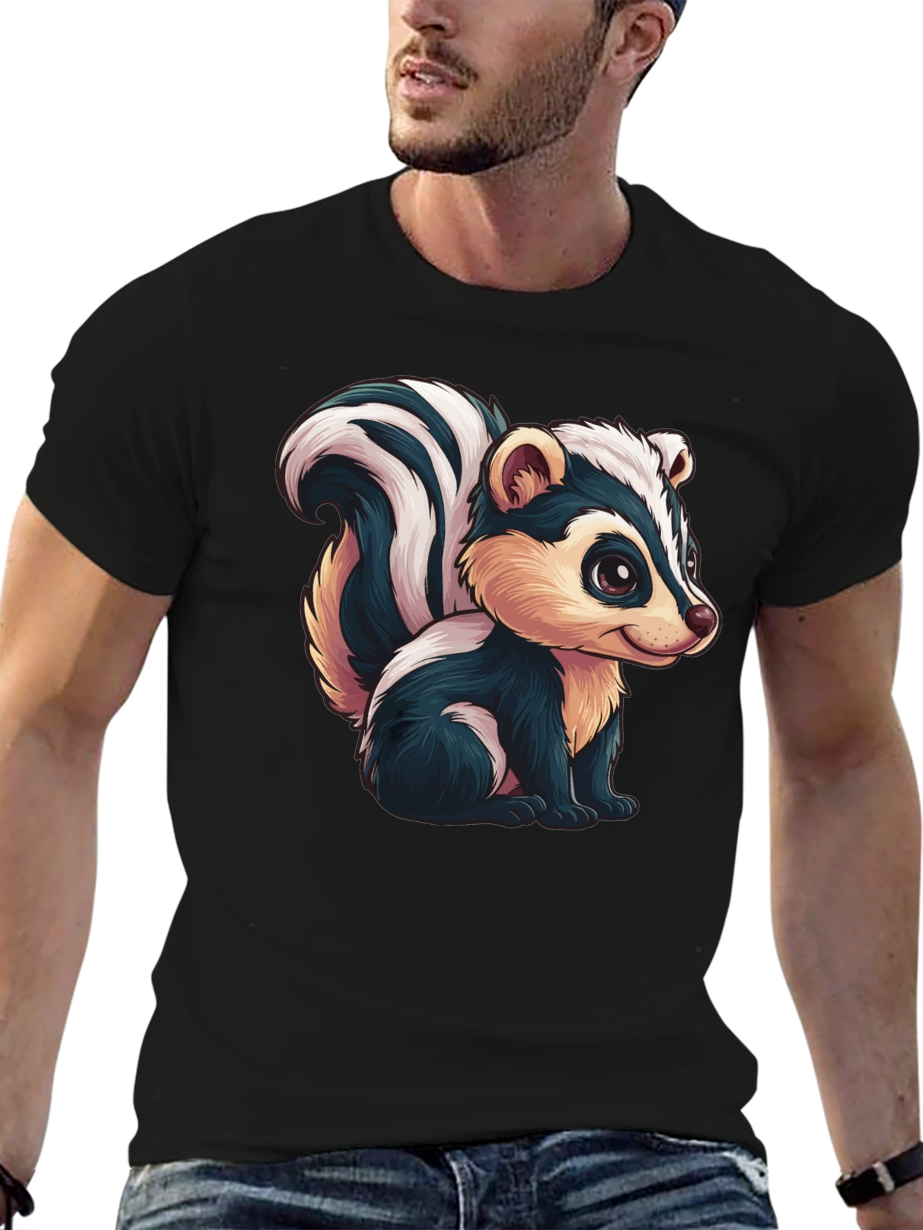 Skunk Cartoon Graphic Tee - Soft Cotton Blend