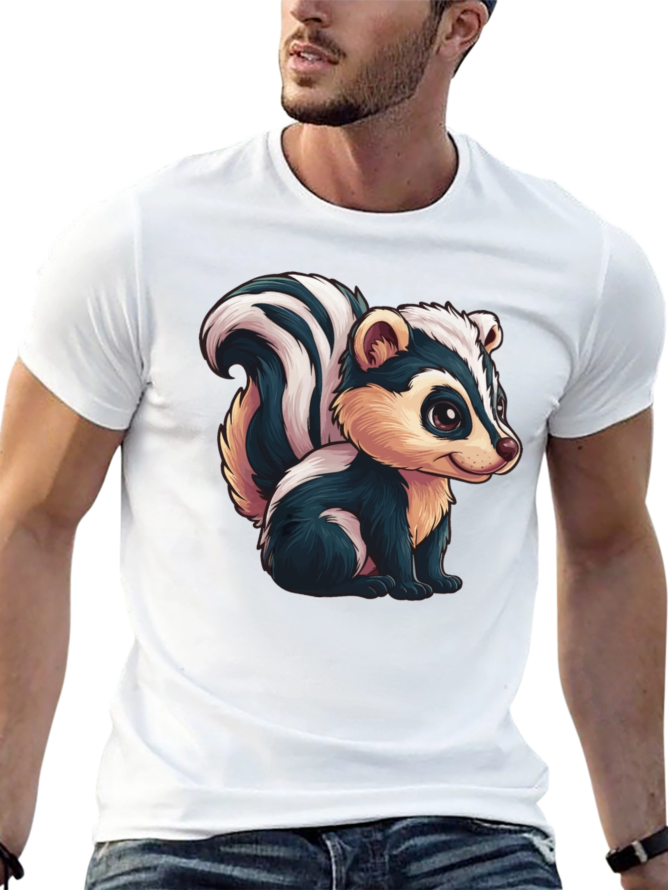 Skunk Cartoon Graphic Tee - Soft Cotton Blend