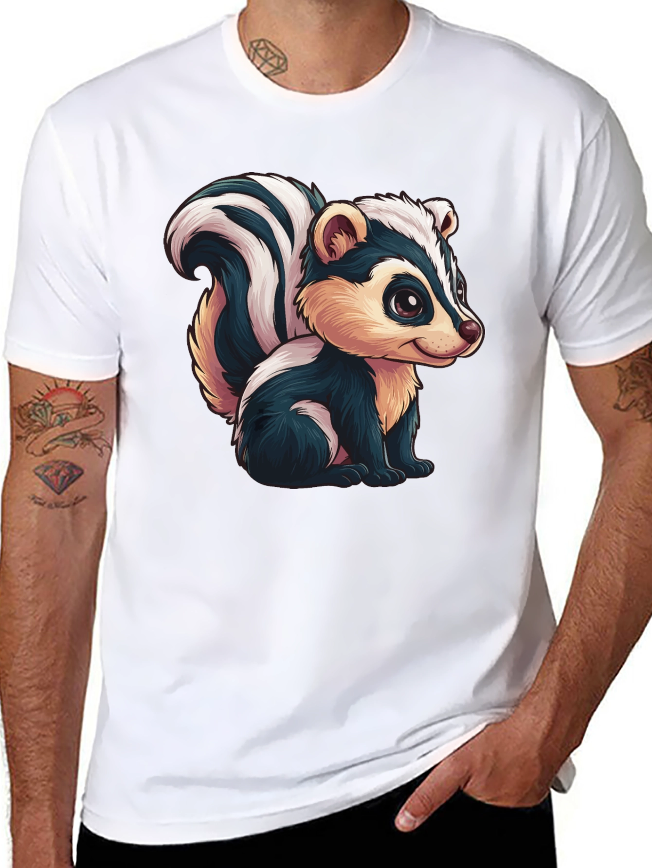 Skunk Cartoon Graphic Tee - Soft Cotton Blend