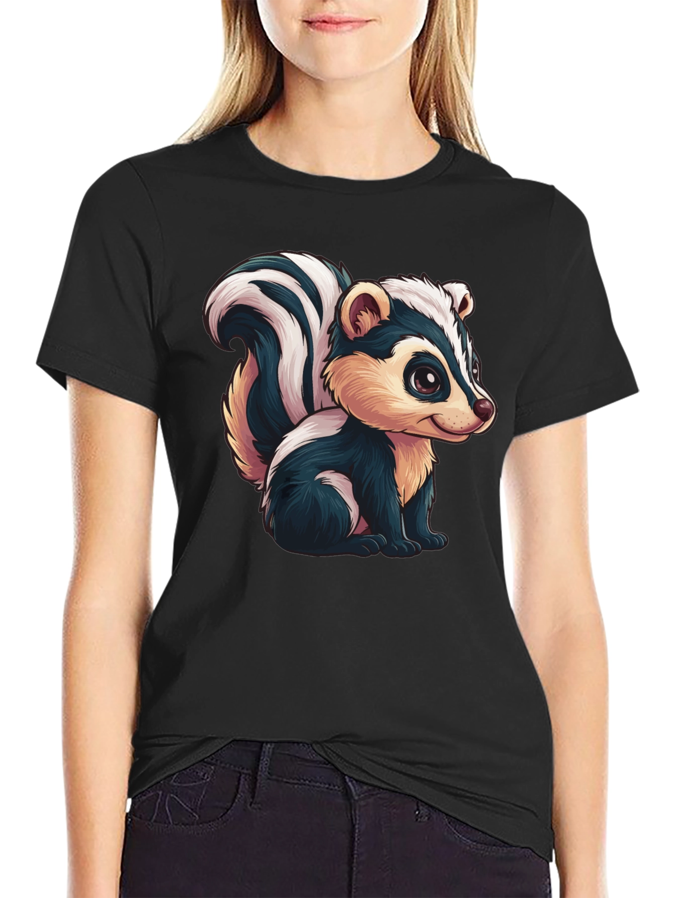 Skunk Cartoon Graphic Tee - Soft Cotton Blend