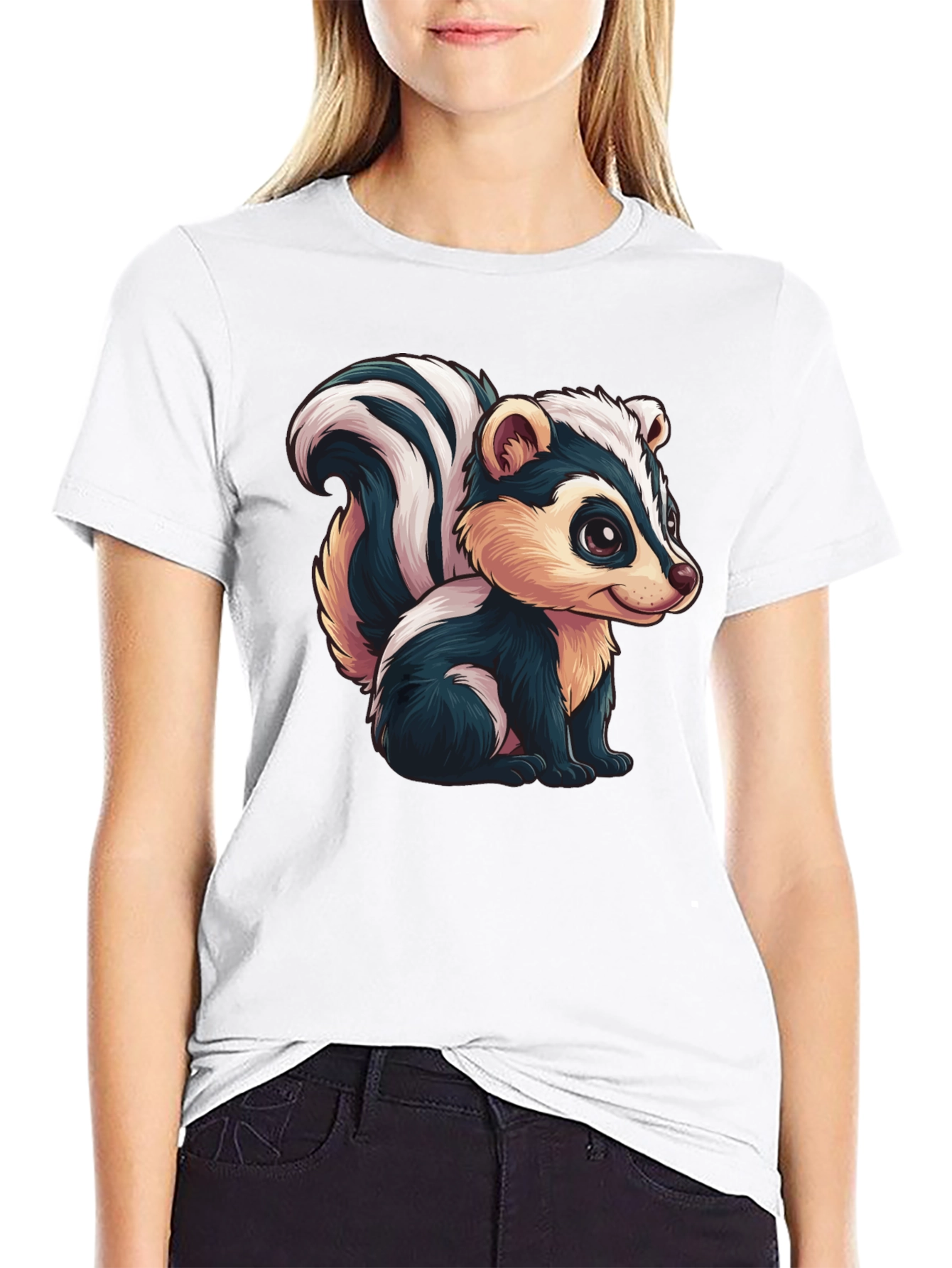 Skunk Cartoon Graphic Tee - Soft Cotton Blend