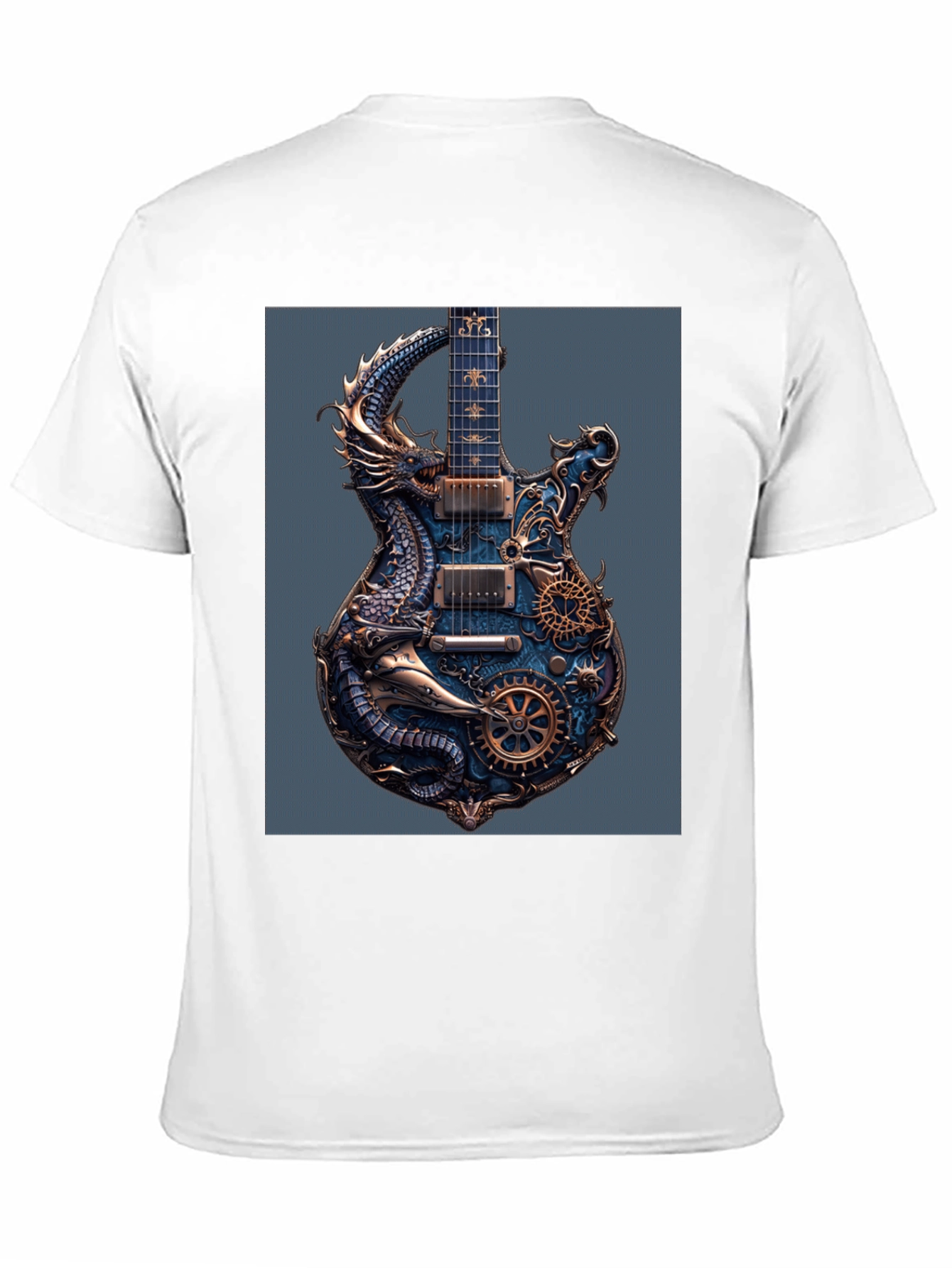 Steampunk Dragon Guitar Black T-Shirt