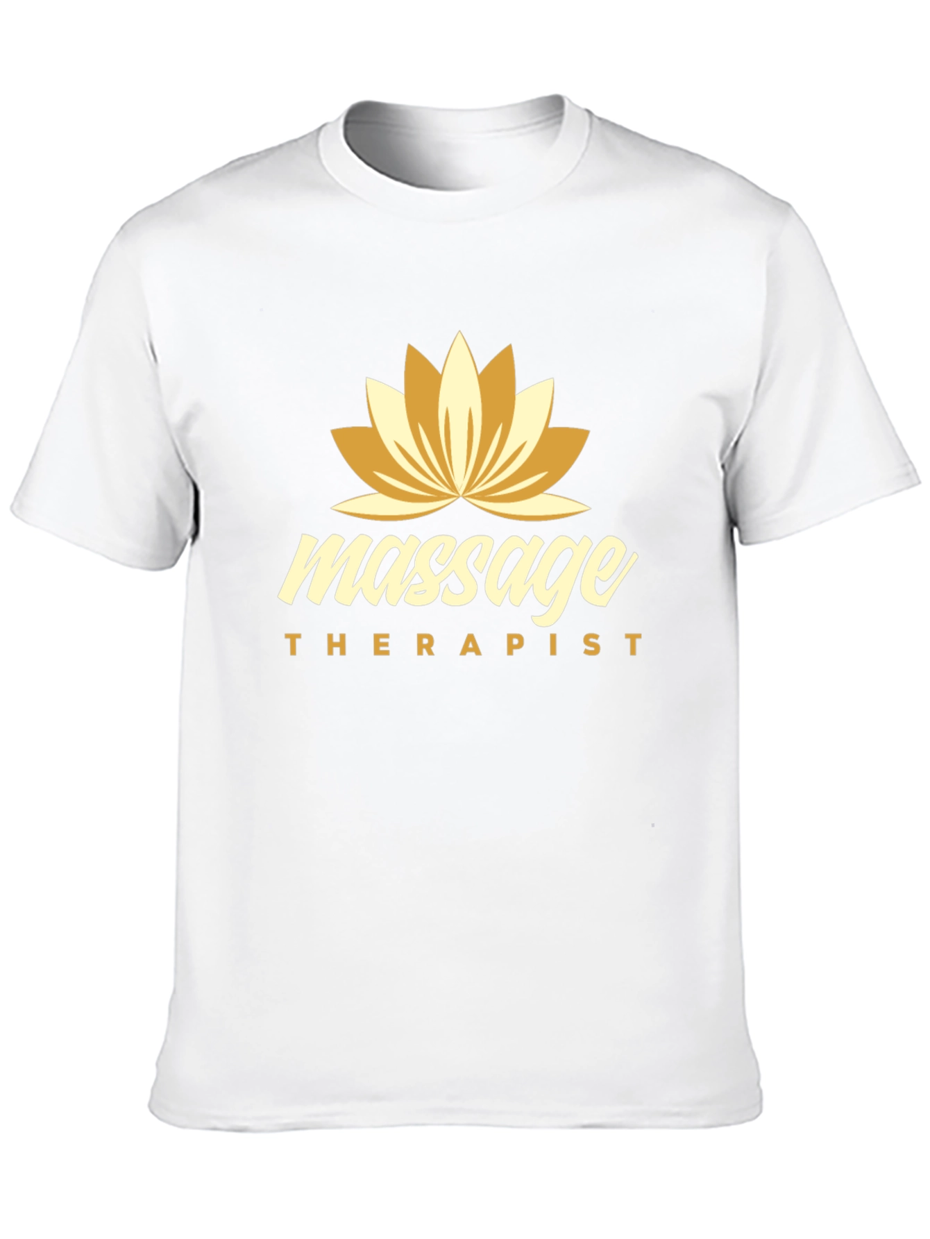Massage Therapist Black T-Shirt with Lotus Flower Design