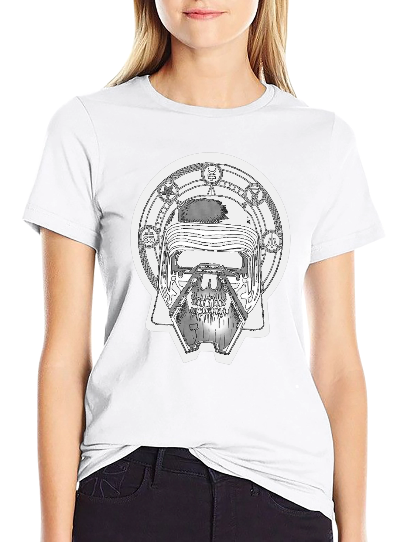 Kylo Ren Helmet Graphic Print Black T-Shirt