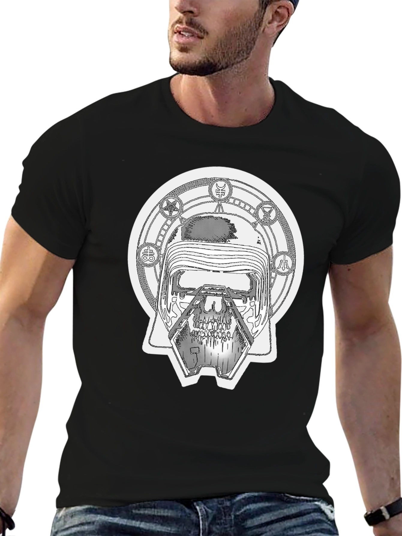 Kylo Ren Helmet Graphic Print Black T-Shirt