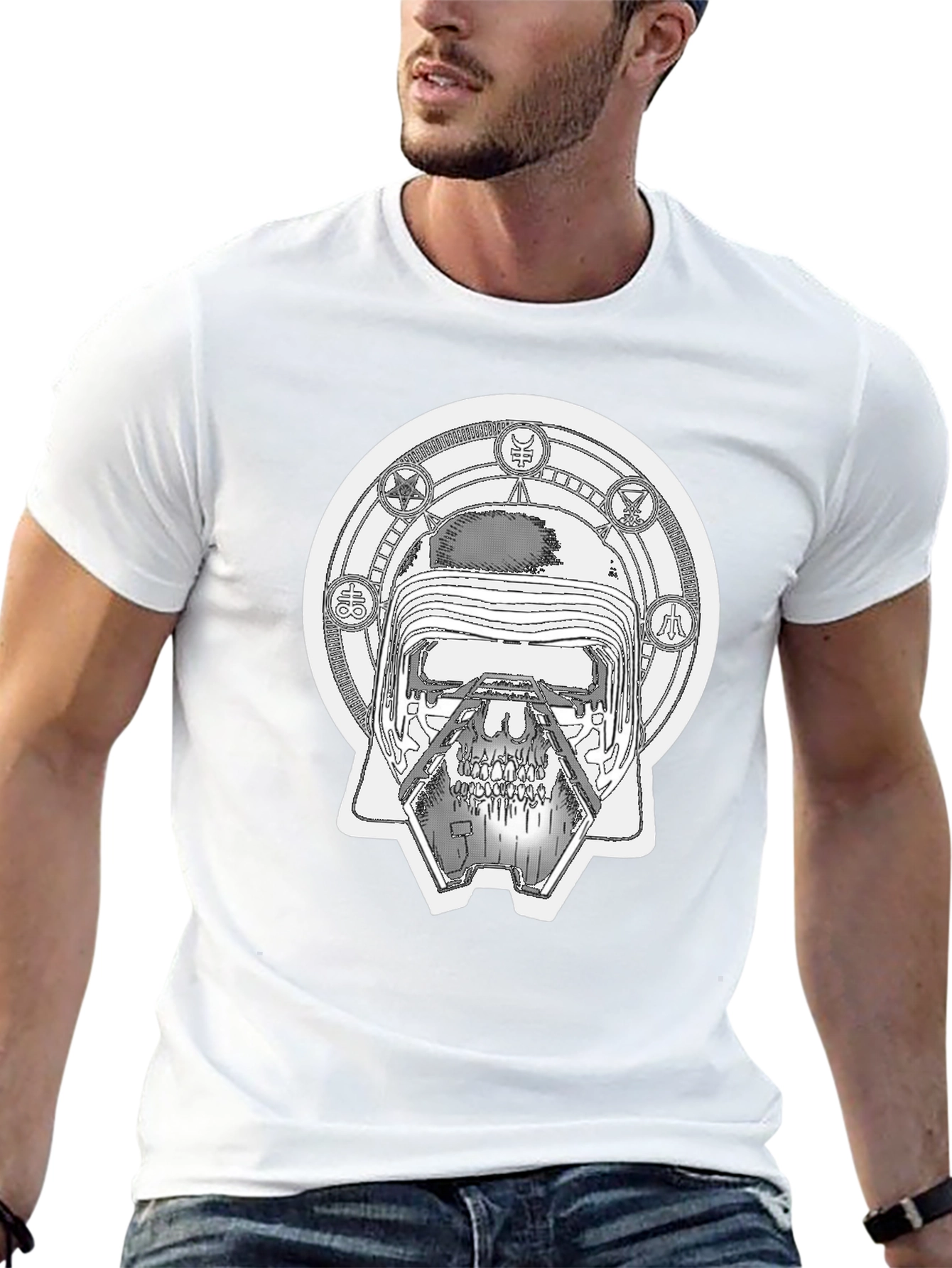 Kylo Ren Helmet Graphic Print Black T-Shirt