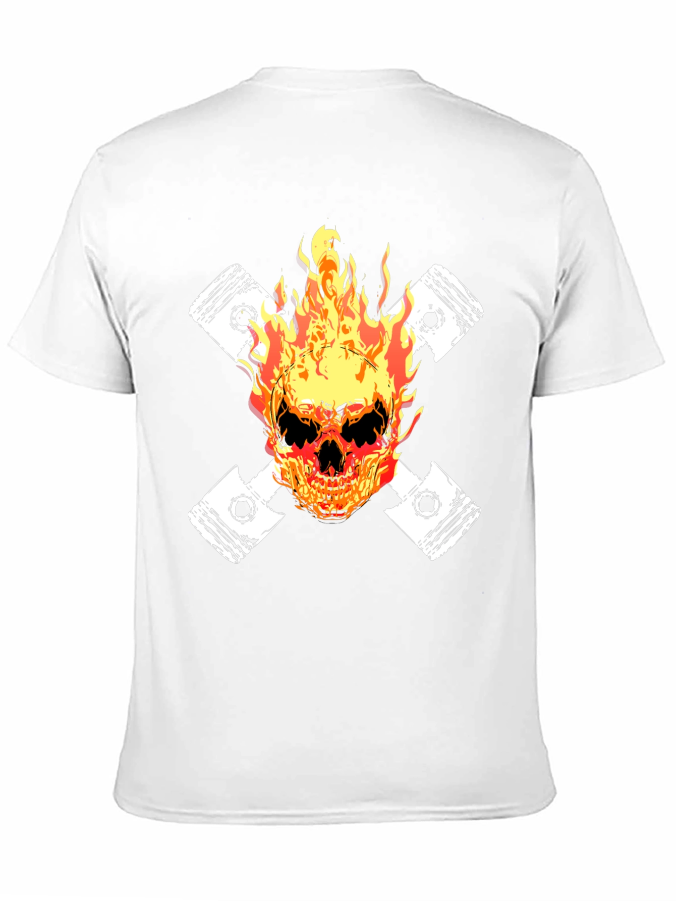 Fiery Skull Piston Graphic Tee - Black