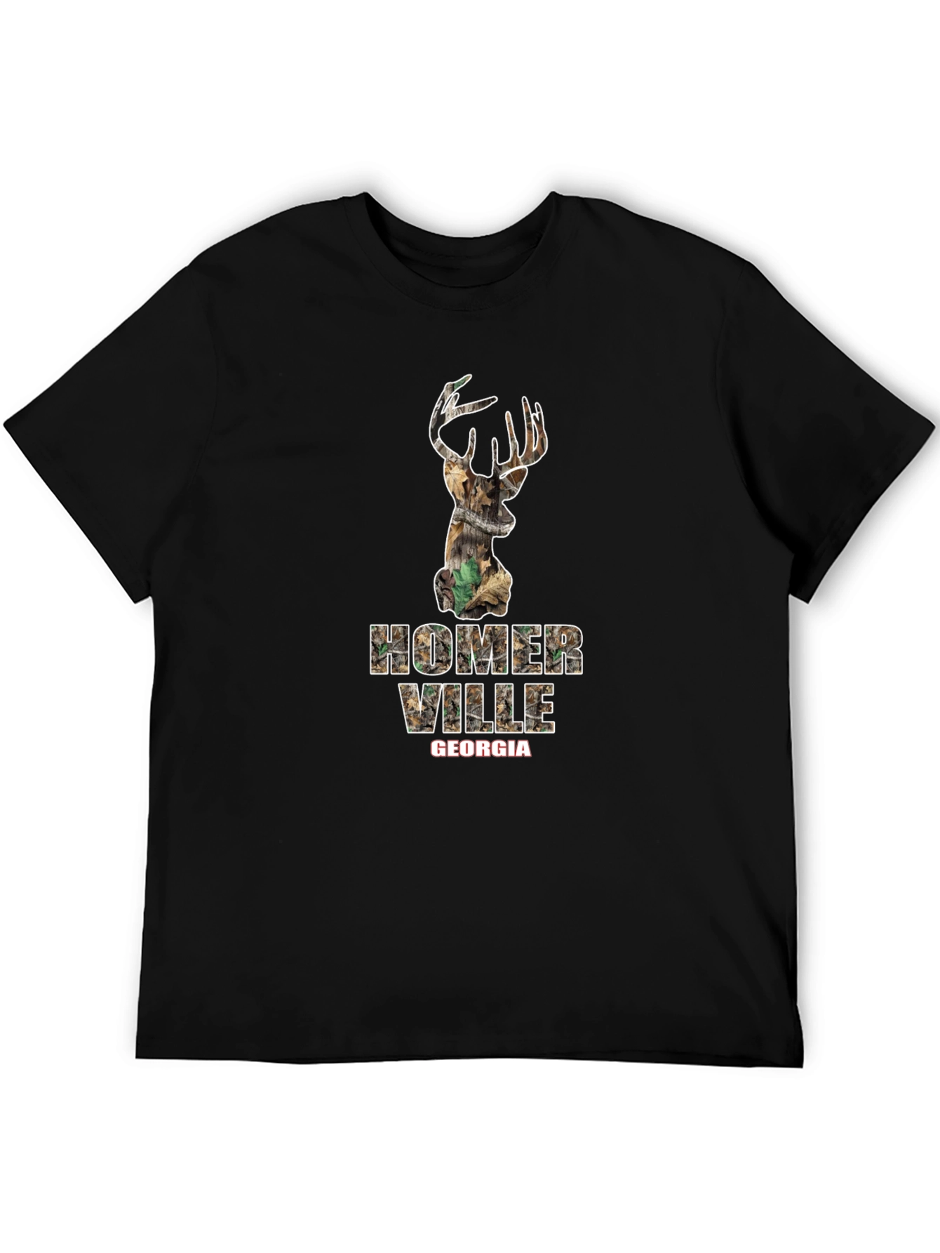 Homer Ville Georgia Camo Deer Black T-Shirt