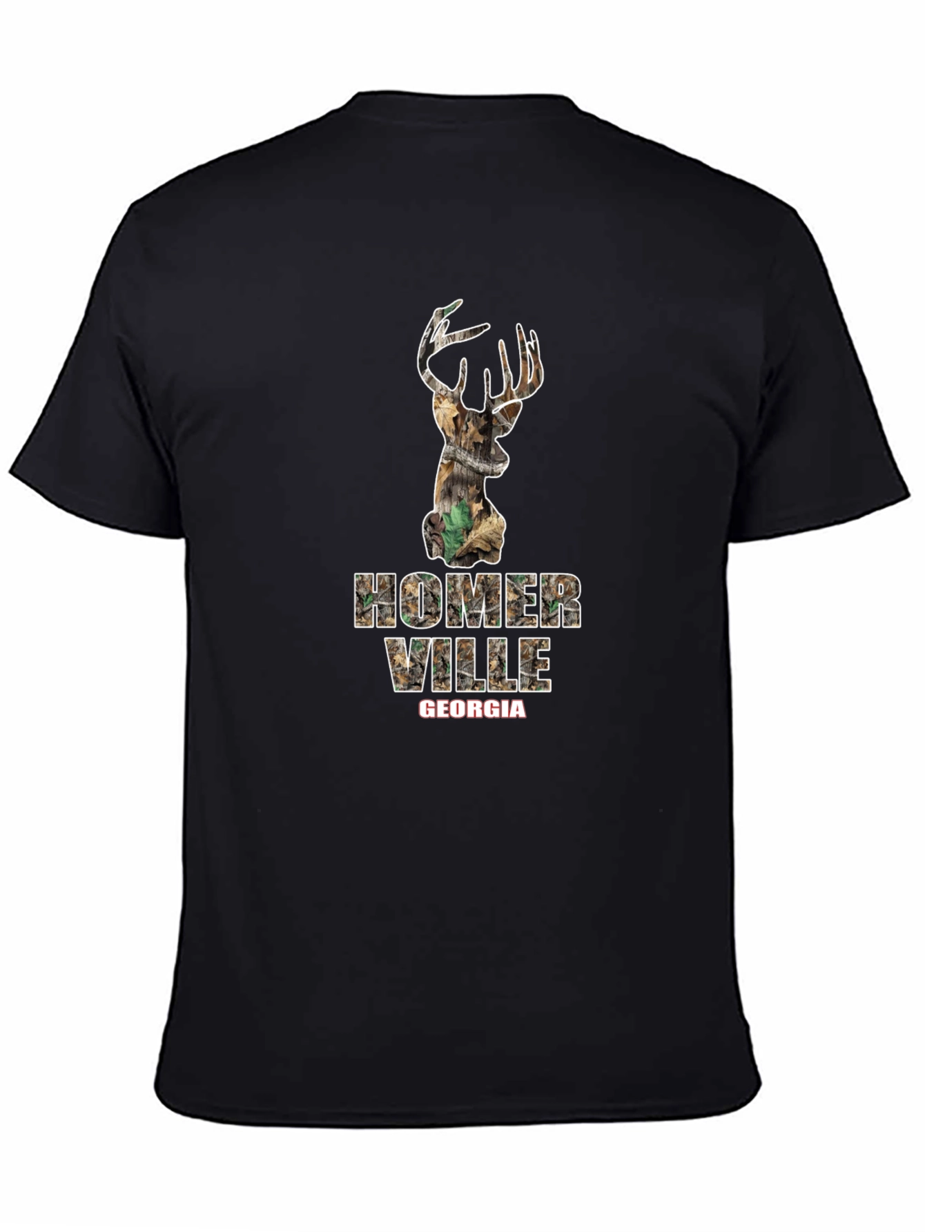 Homer Ville Georgia Camo Deer Black T-Shirt