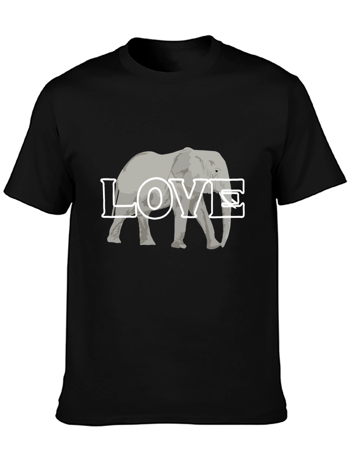 Elephant Love Graphic Tee - Black Cotton T-Shirt