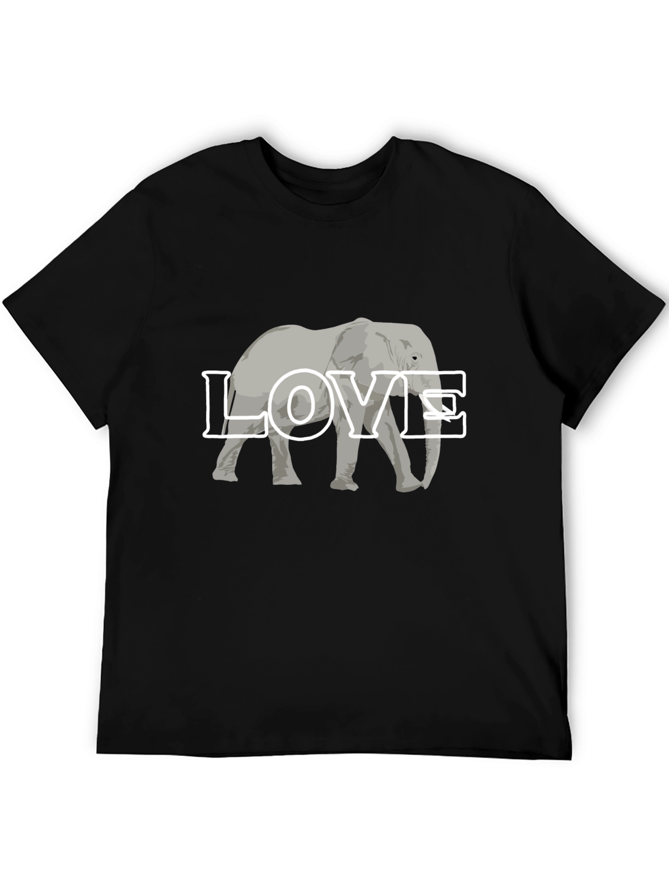 Elephant Love Graphic Tee - Black Cotton T-Shirt