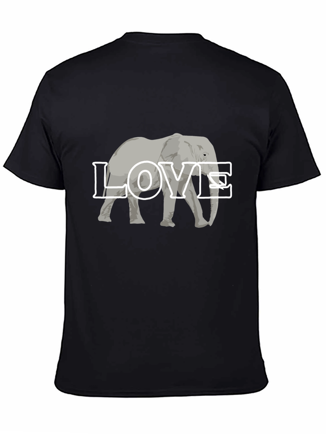 Elephant Love Graphic Tee - Black Cotton T-Shirt