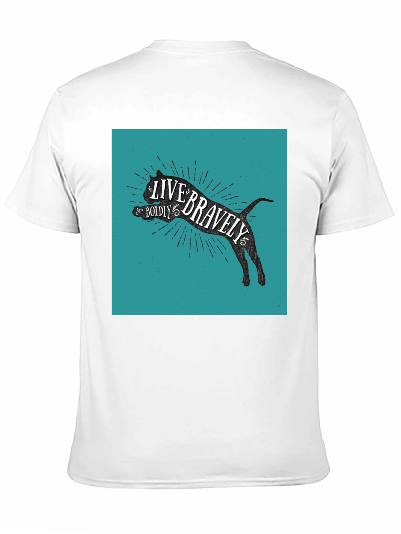 Live Bravely Cat Graphic Tee - Black Cotton Blend
