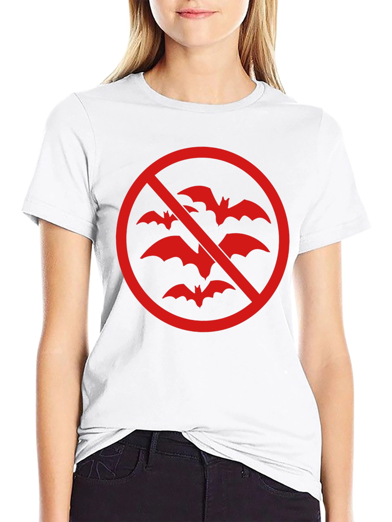 No Bats Graphic Tee - Black Crew Neck