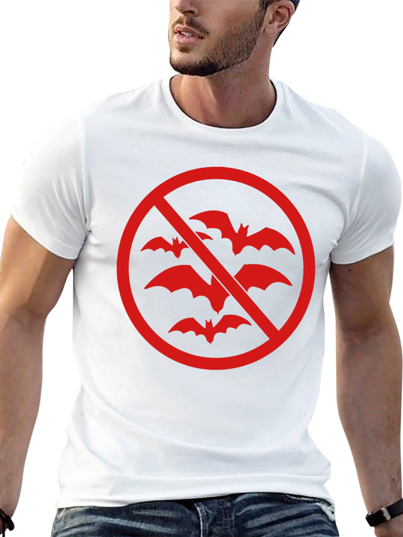 No Bats Graphic Tee - Black Crew Neck