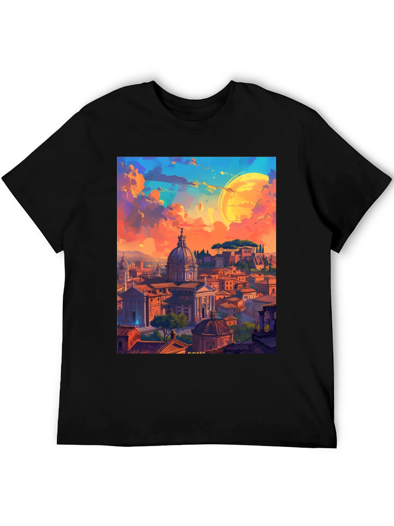Rome Cityscape Graphic Tee - Artistic Design
