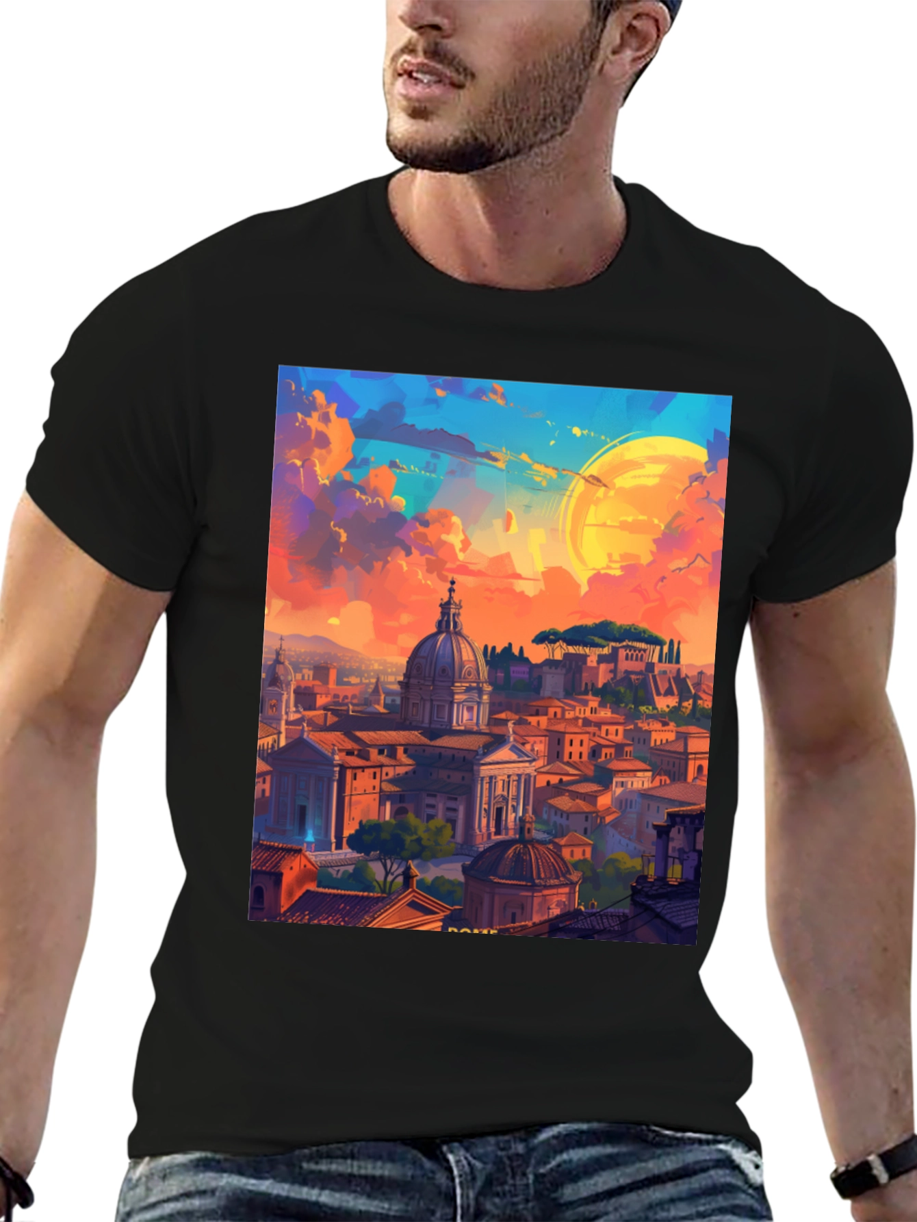 Rome Cityscape Graphic Tee - Artistic Design