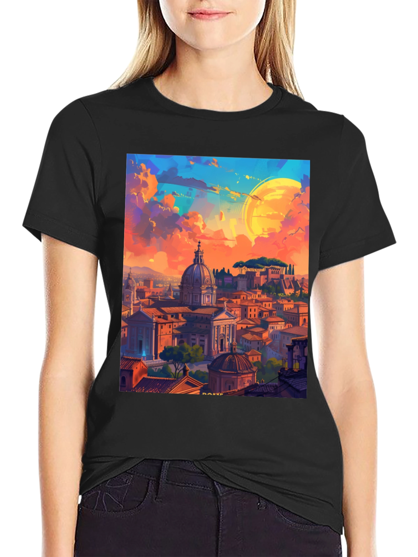 Rome Cityscape Graphic Tee - Artistic Design