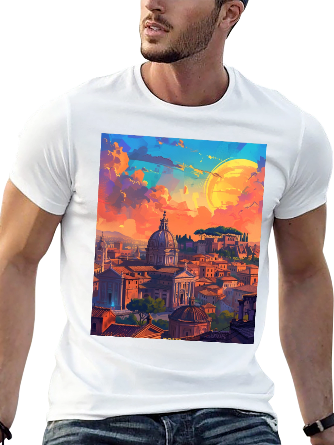 Rome Cityscape Graphic Tee - Artistic Design