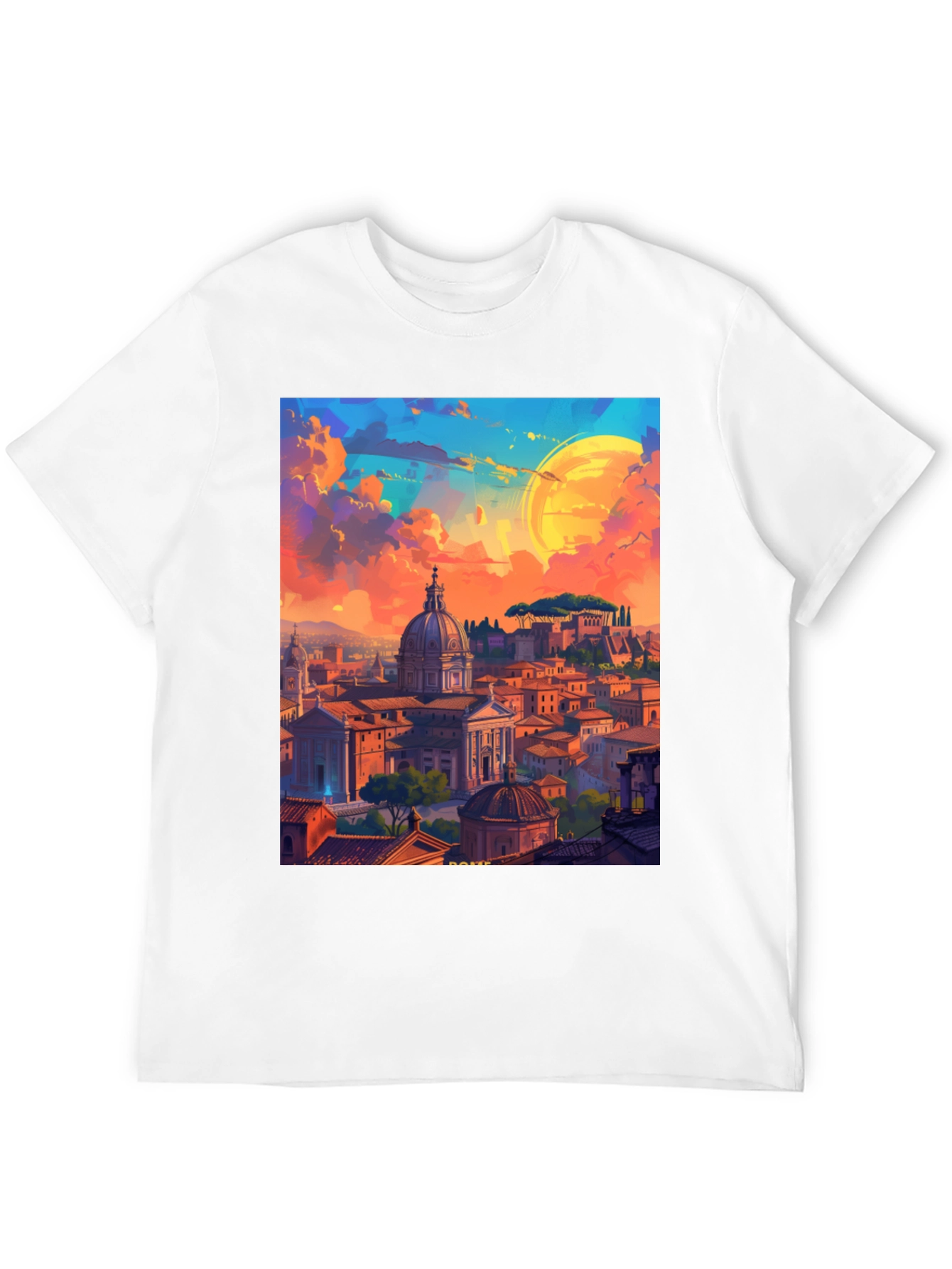 Rome Cityscape Graphic Tee - Artistic Design