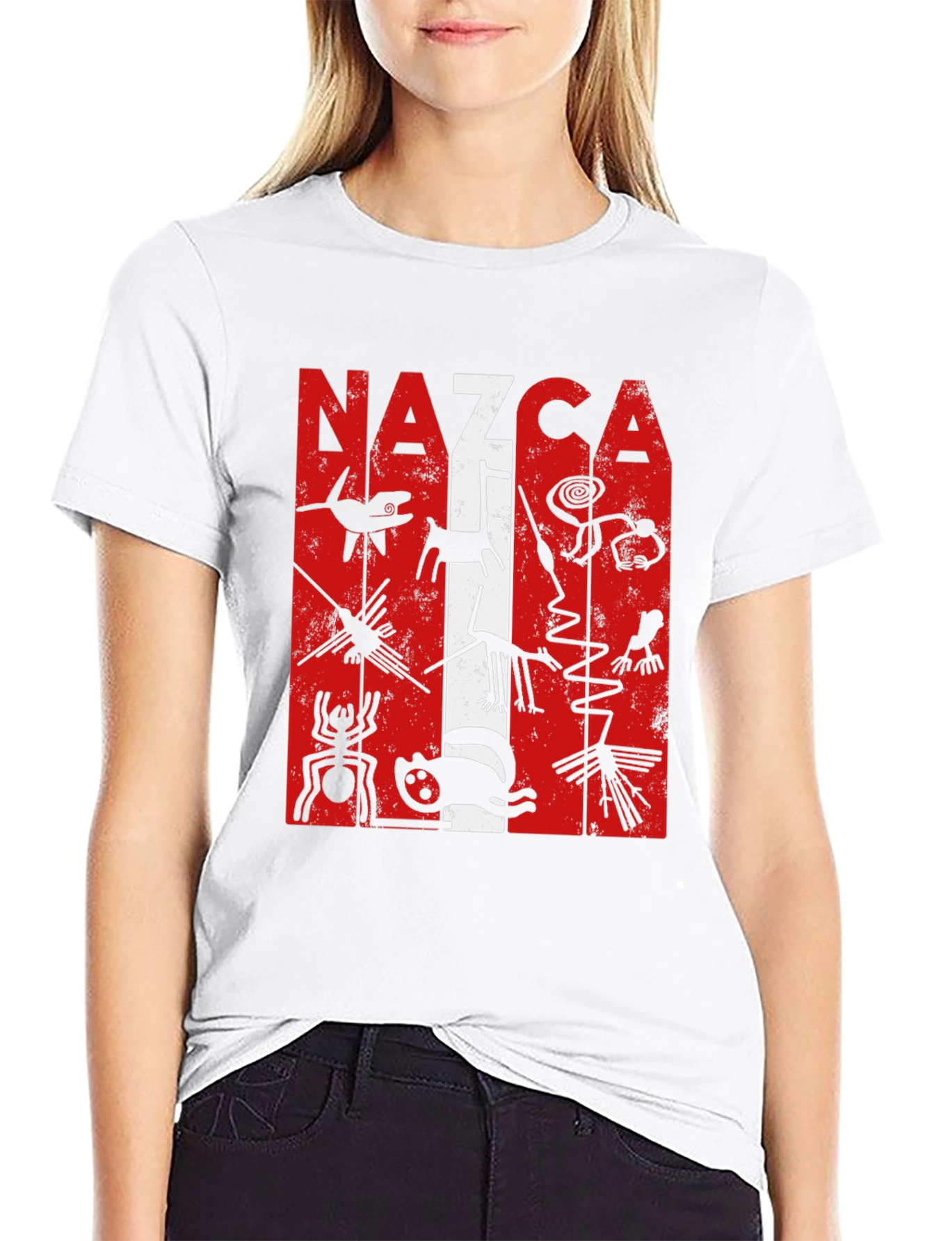 Nazca Lines Graphic Tee - Black Cotton T-Shirt