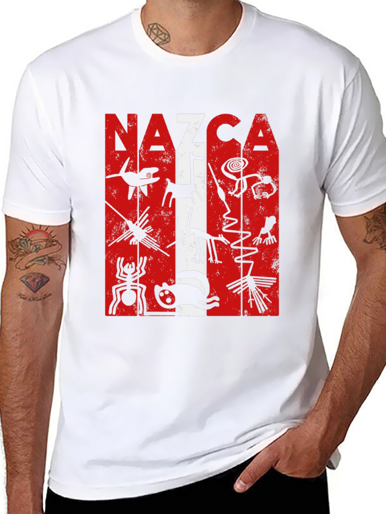 Nazca Lines Graphic Tee - Black Cotton T-Shirt