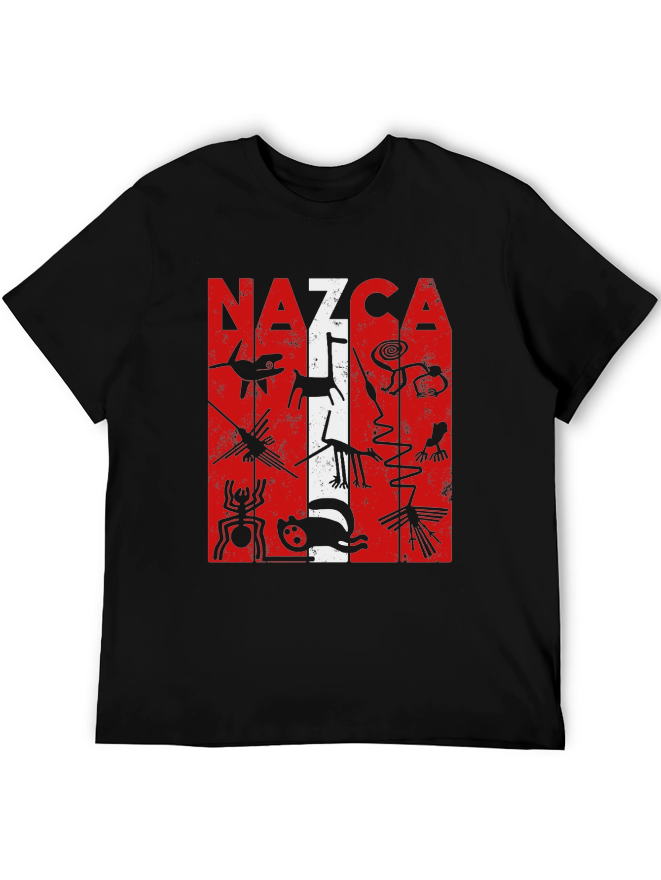 Nazca Lines Graphic Tee - Black Cotton T-Shirt