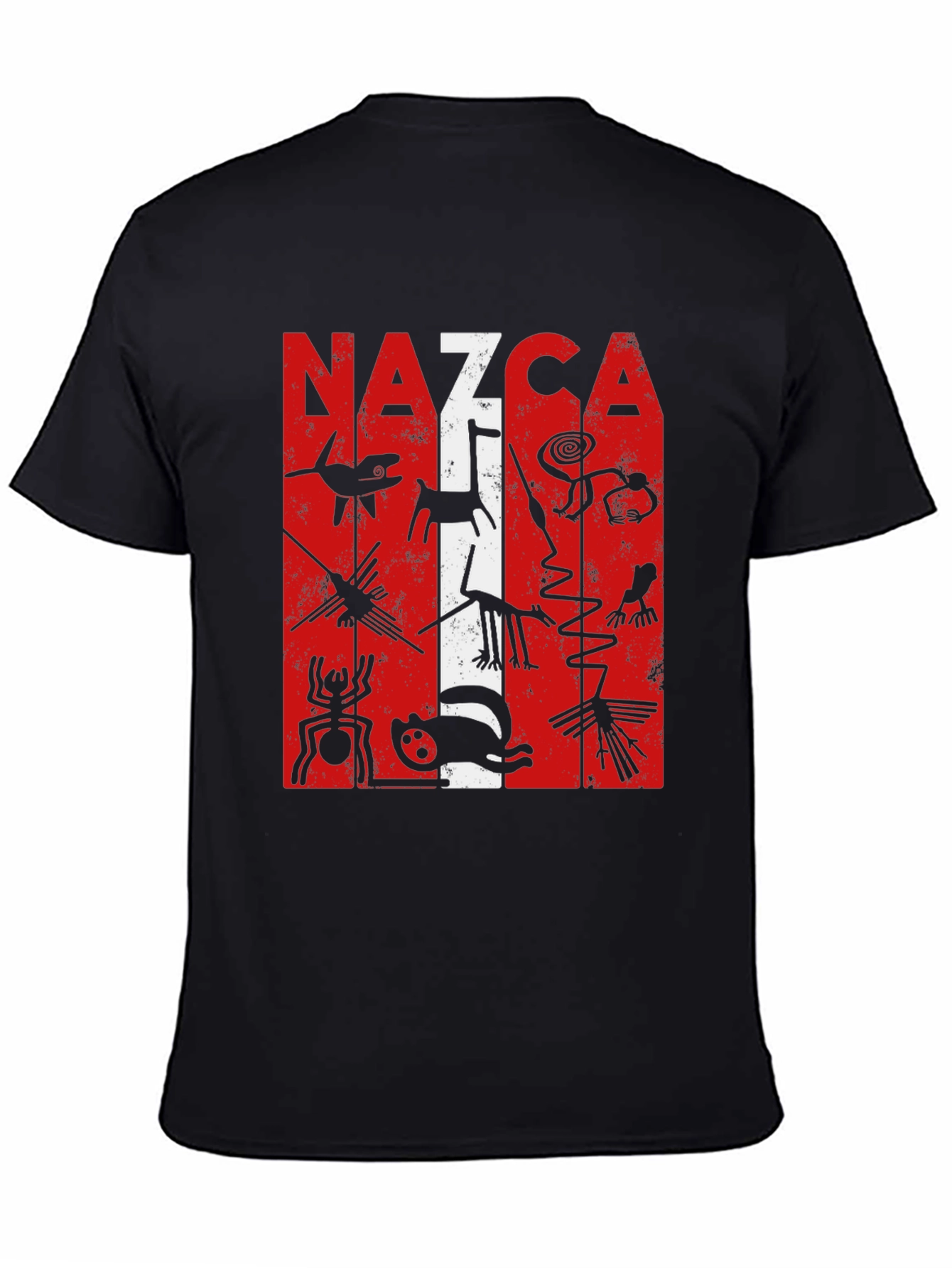 Nazca Lines Graphic Tee - Black Cotton T-Shirt