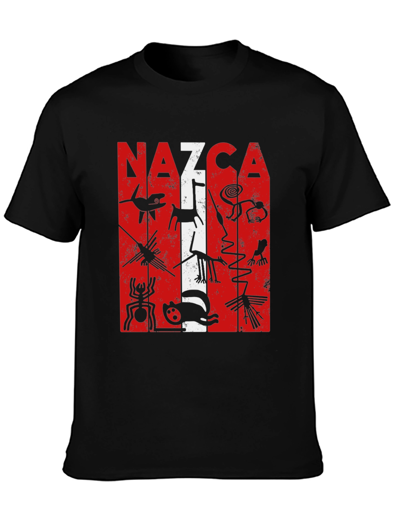 Nazca Lines Graphic Tee - Black Cotton T-Shirt