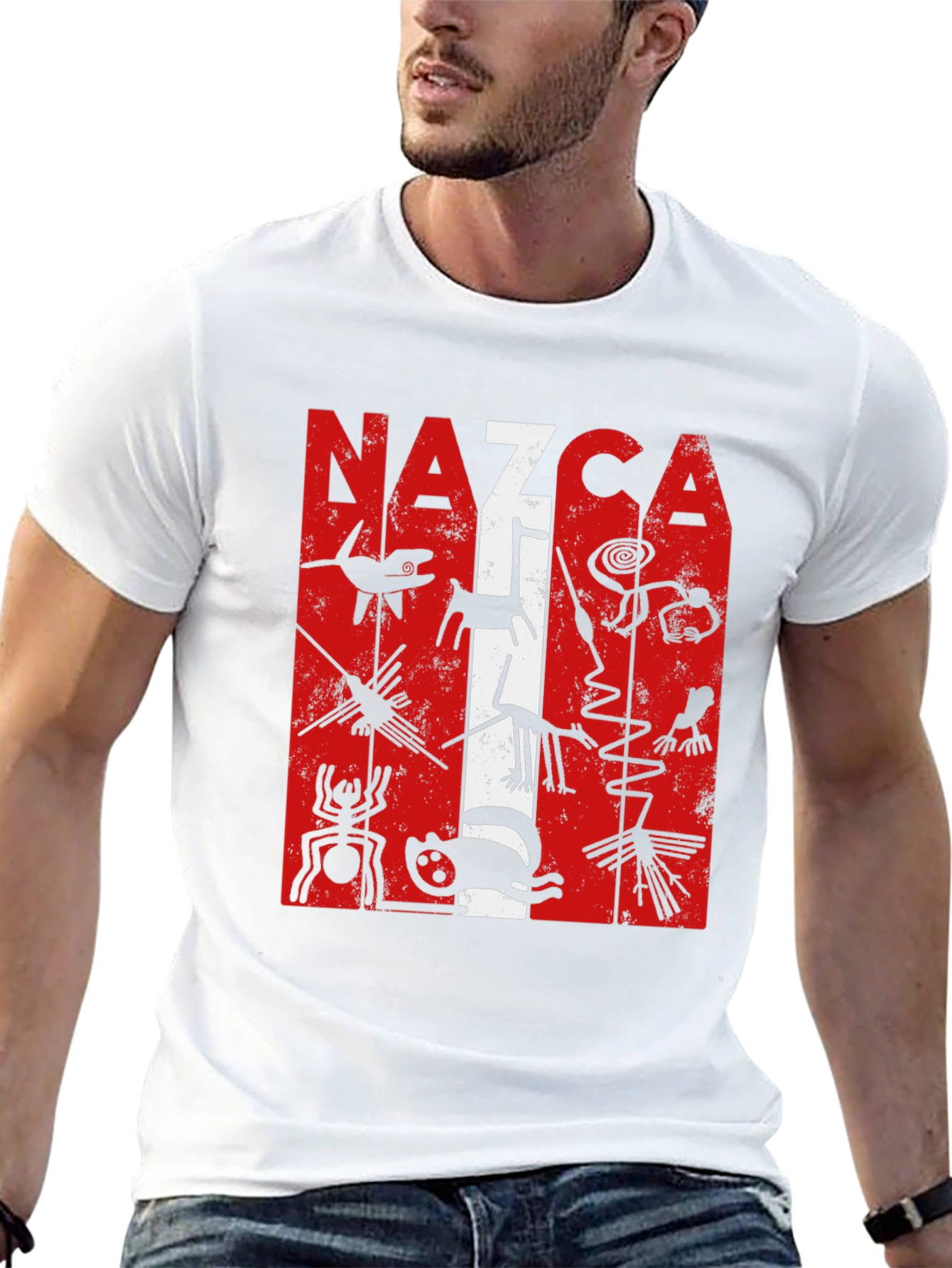 Nazca Lines Graphic Tee - Black Cotton T-Shirt