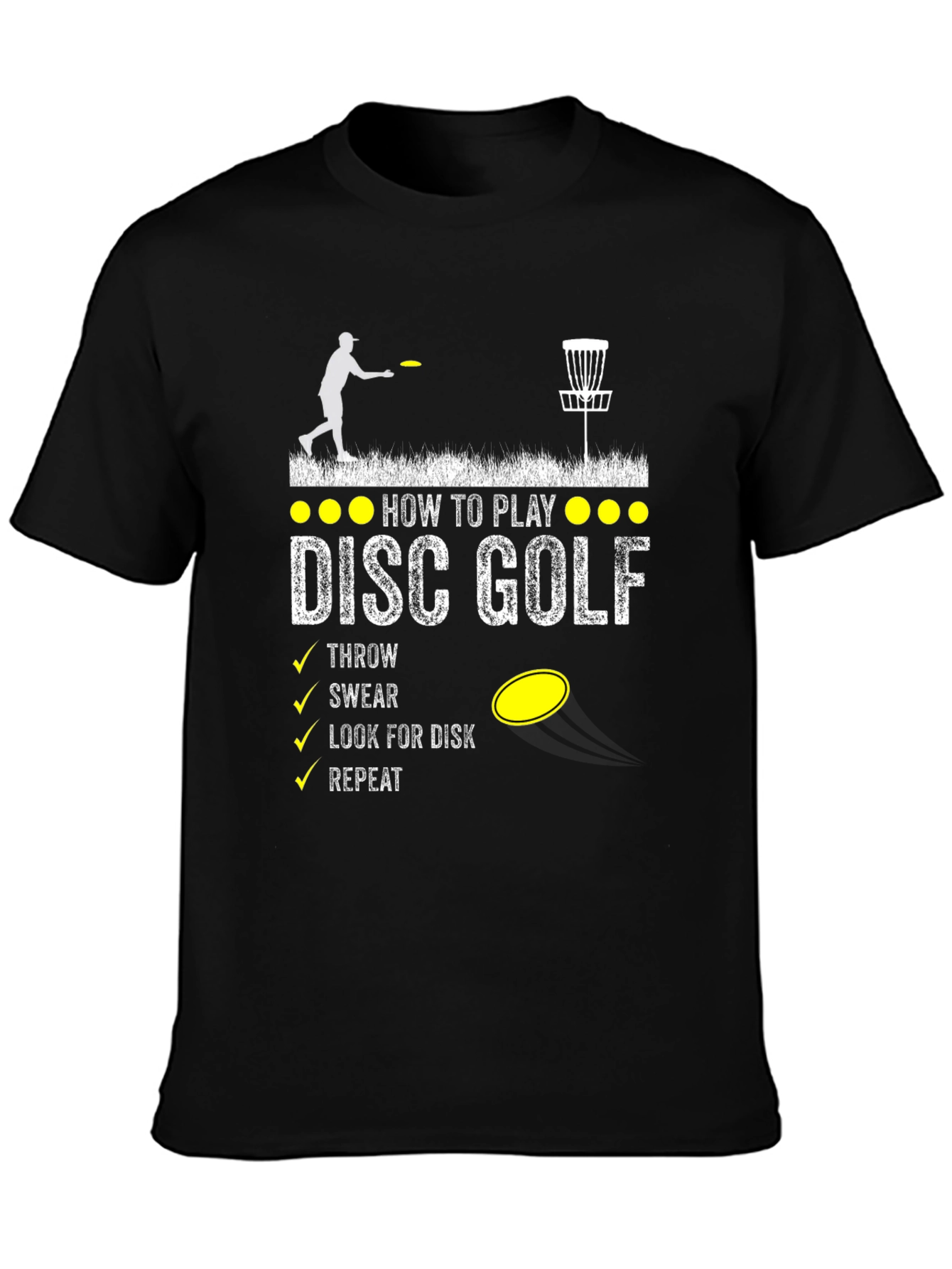 How to Play Disc Golf Black Graphic Tee