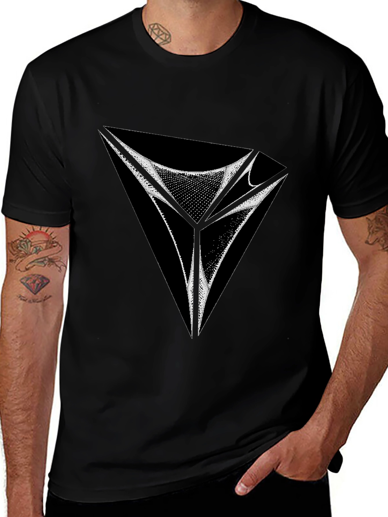 Abstract Geometric Graphic Tee - Modern Design Shirt
