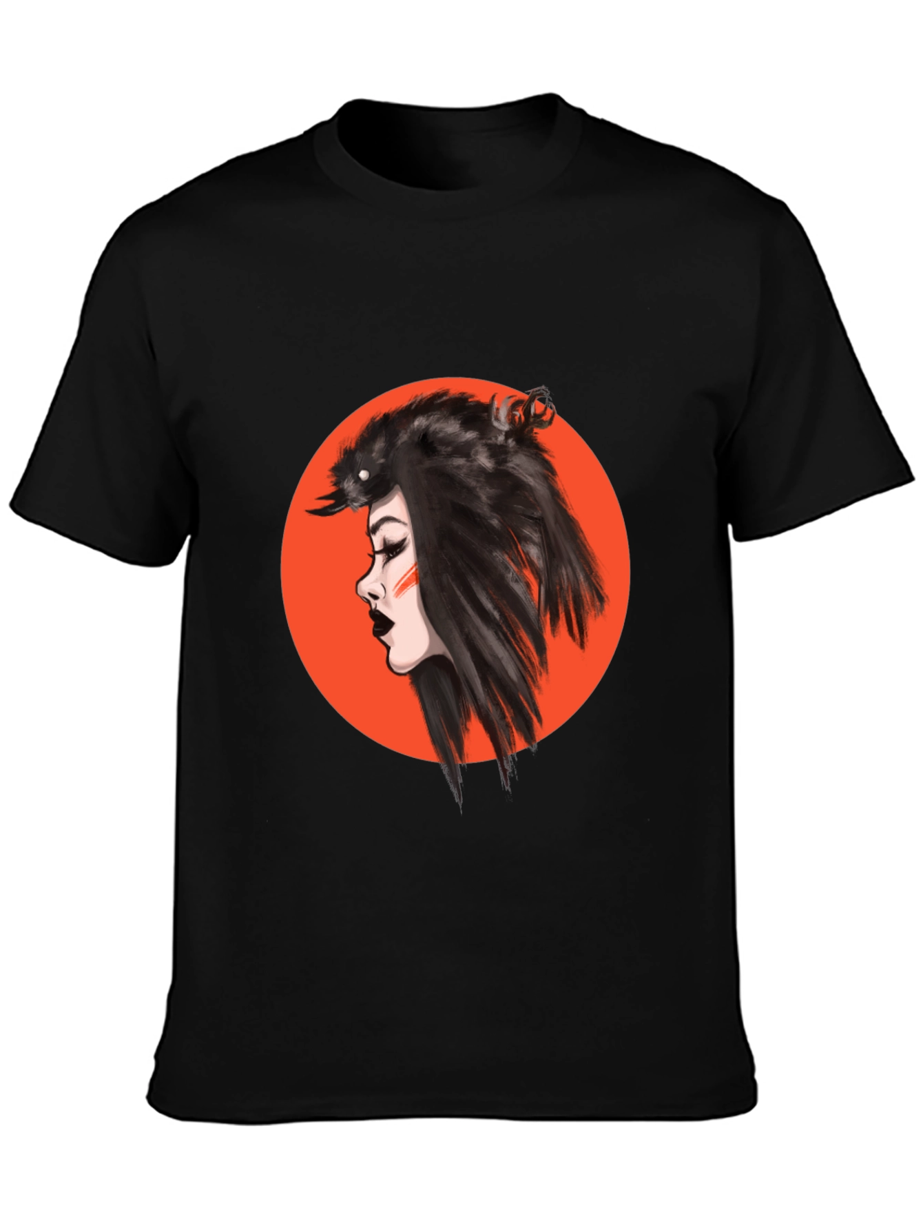 Raven Woman Graphic Black T-Shirt