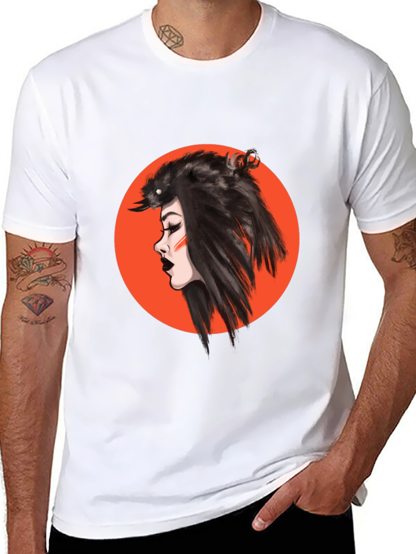 Raven Woman Graphic Black T-Shirt