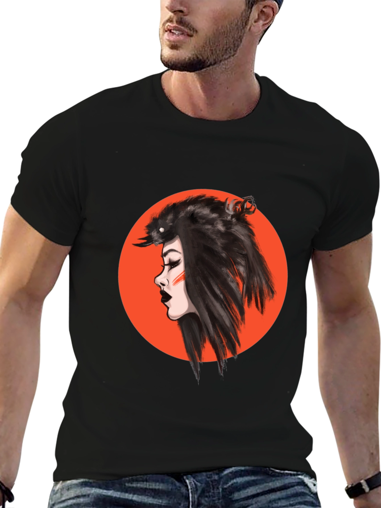 Raven Woman Graphic Black T-Shirt