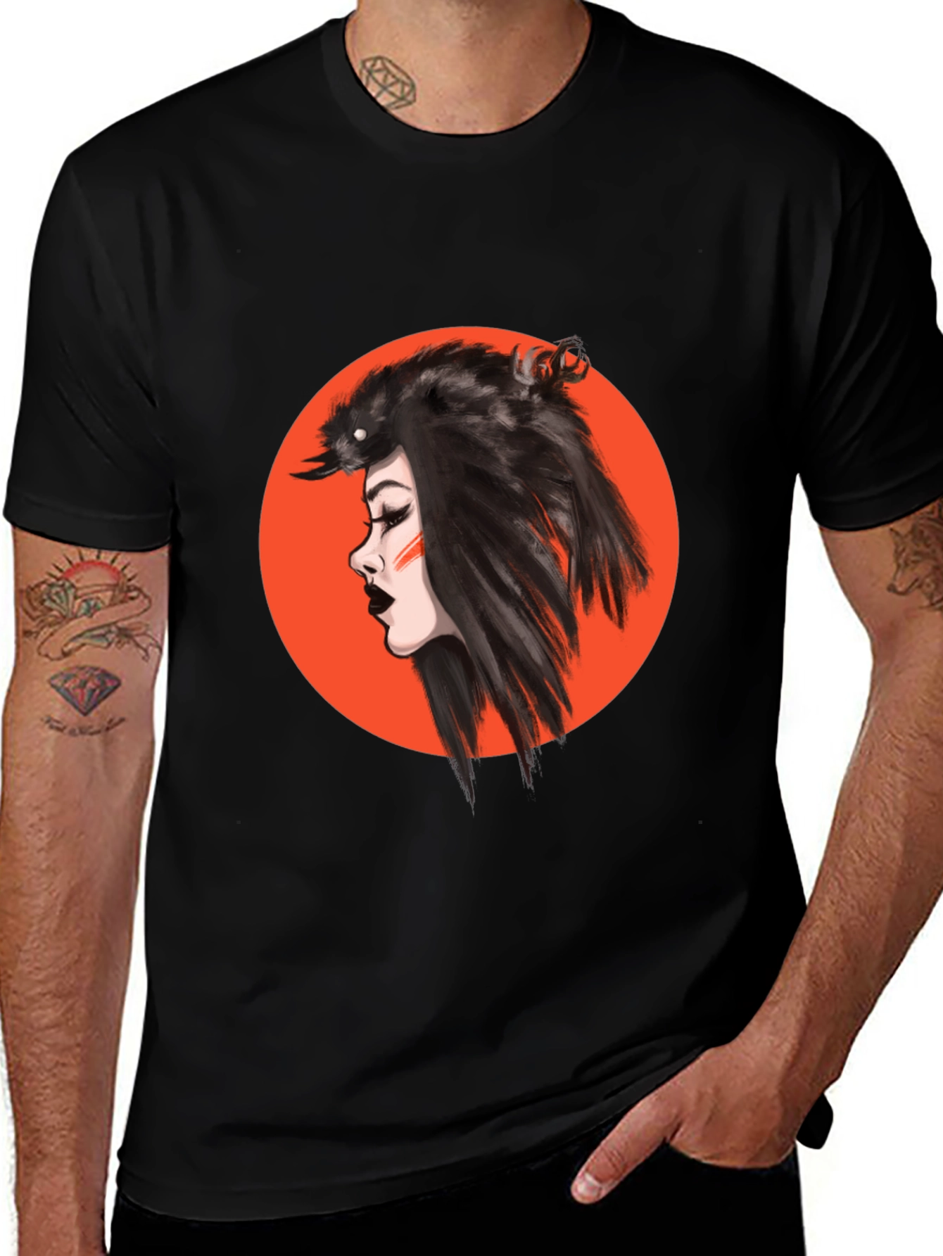 Raven Woman Graphic Black T-Shirt