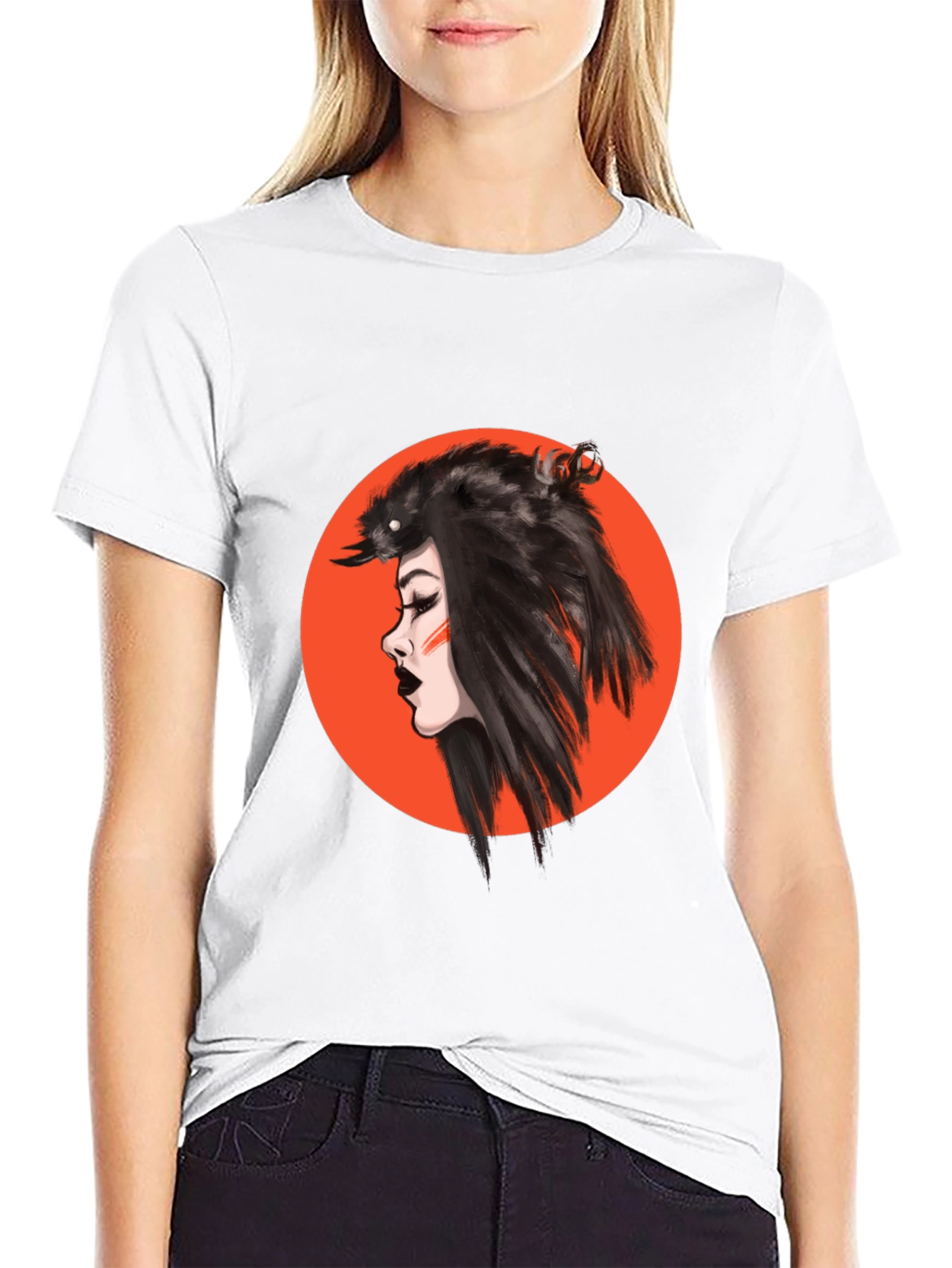Raven Woman Graphic Black T-Shirt