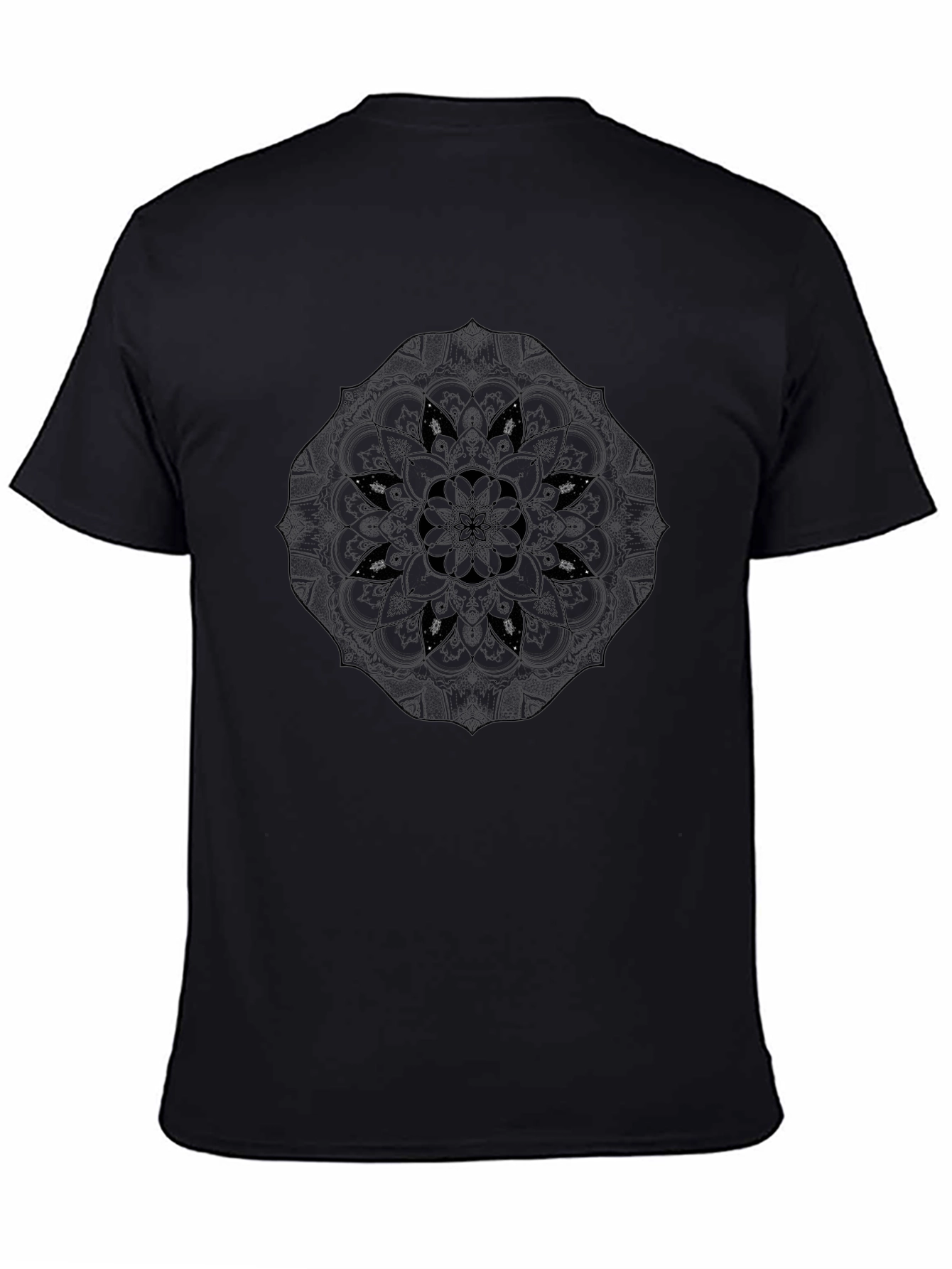 Mens Black Mandala Graphic T-Shirt